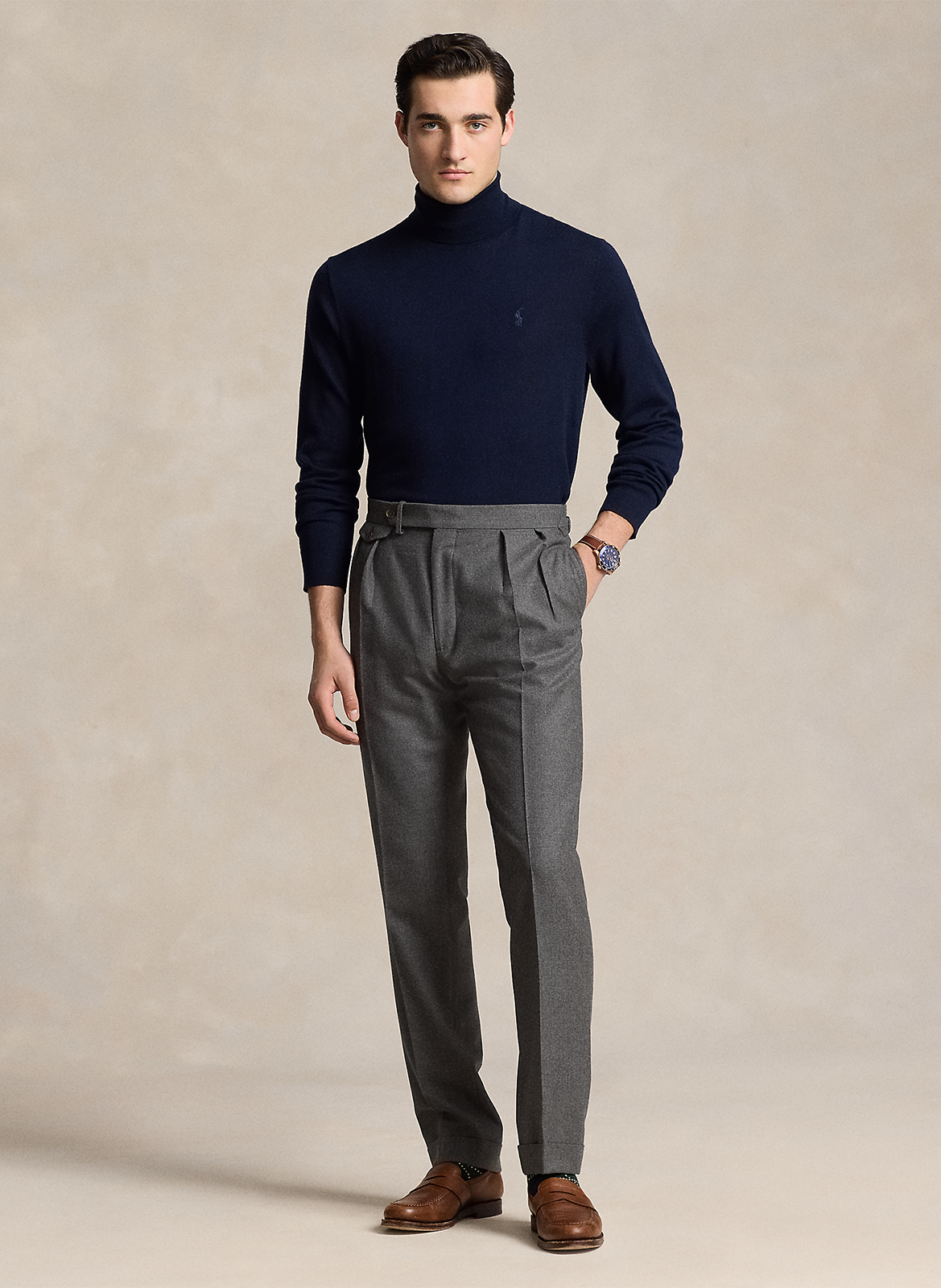 Pull col roulé brodé en laine  POLO RALPH LAUREN Bleu