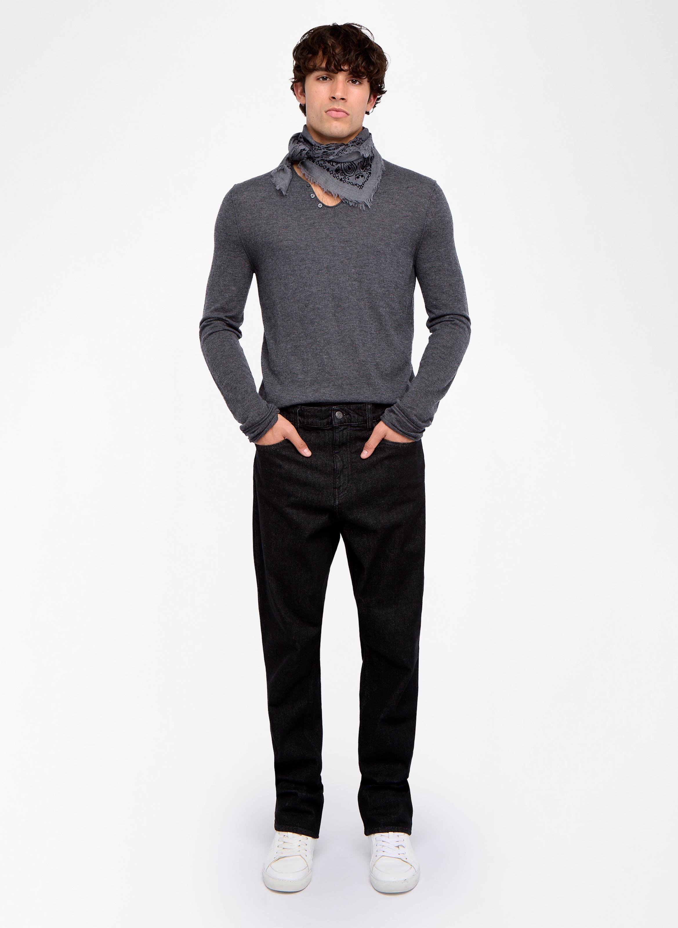 V-neck cashmere T-shirt ZADIG&VOLTAIRE Grey