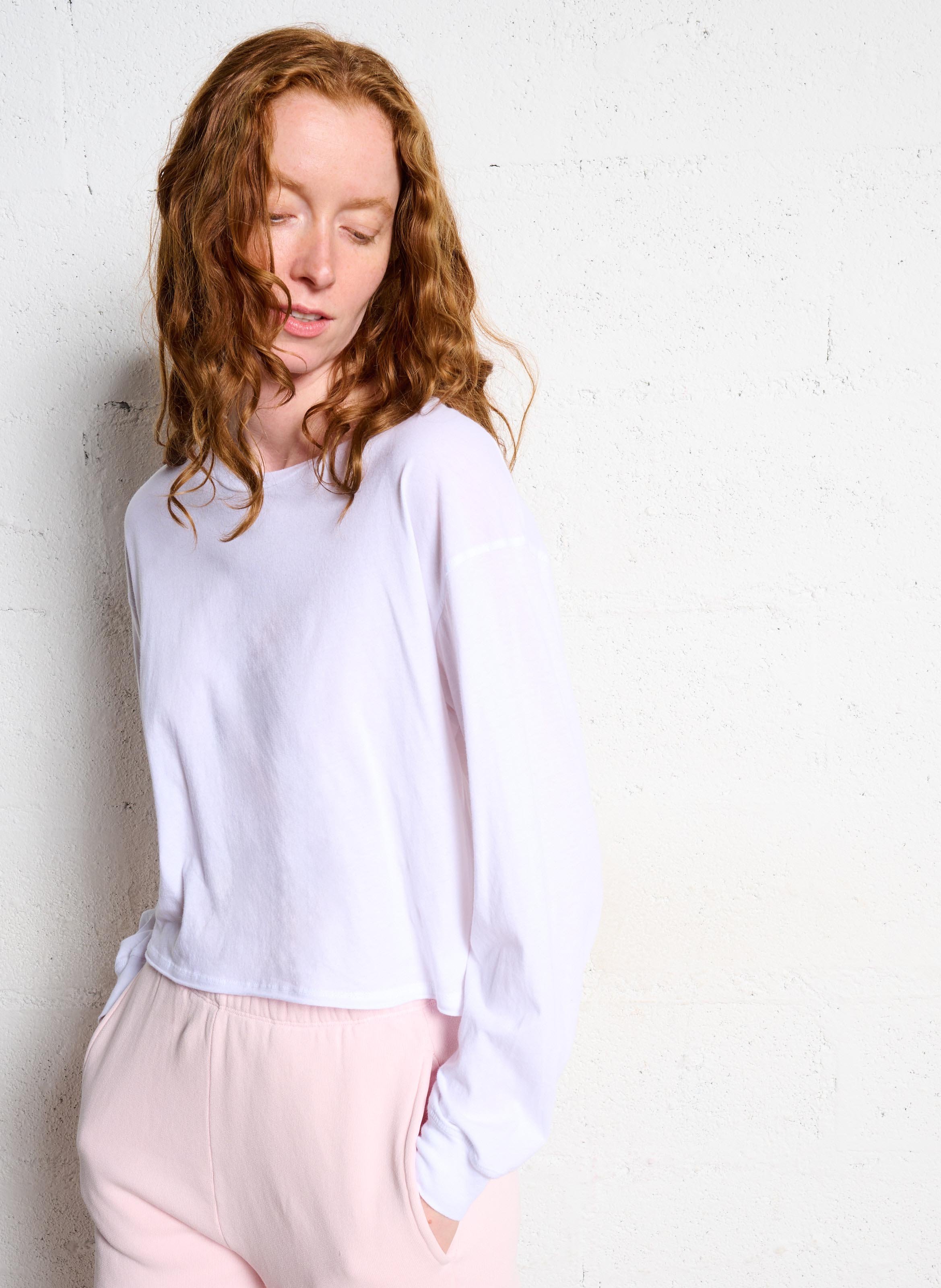 Short-sleeved plain long-sleeve T-shirt AMERICAN VINTAGE White