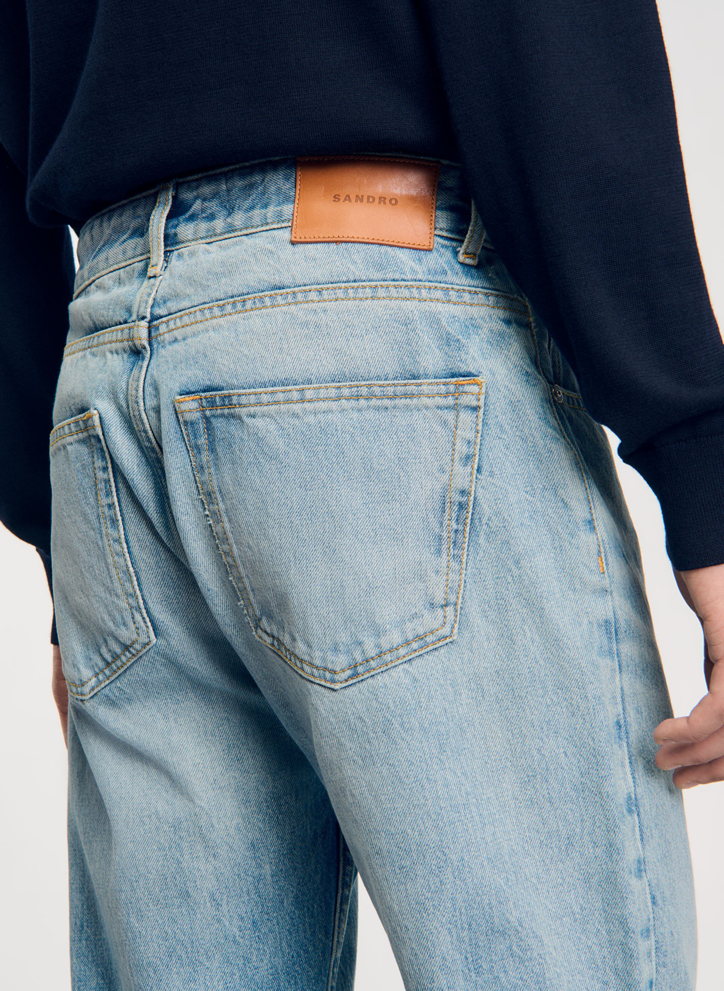 Jean droit en coton SANDRO Bleu