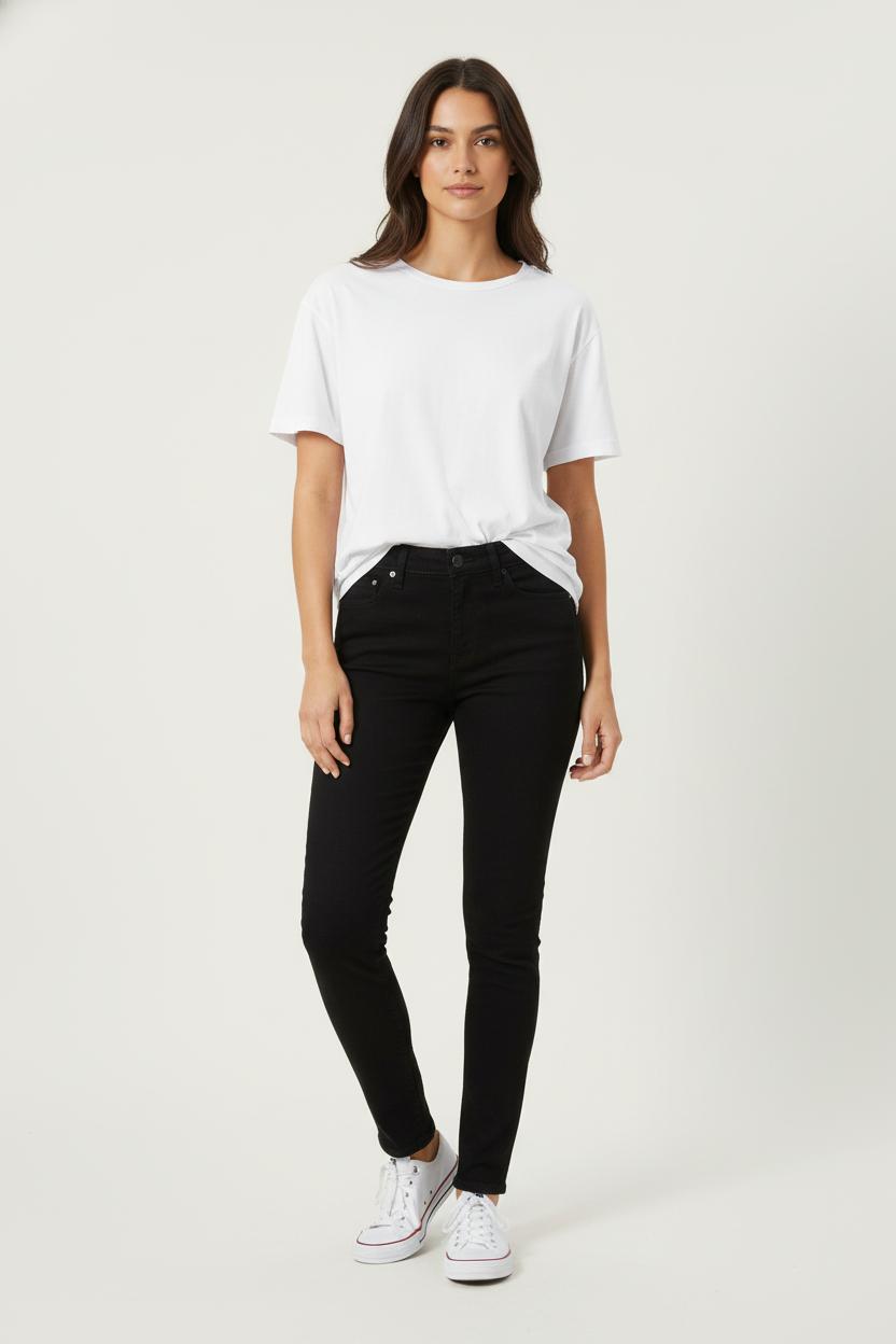 Cropped slim jeans with studs LEE - Seconde Main Black