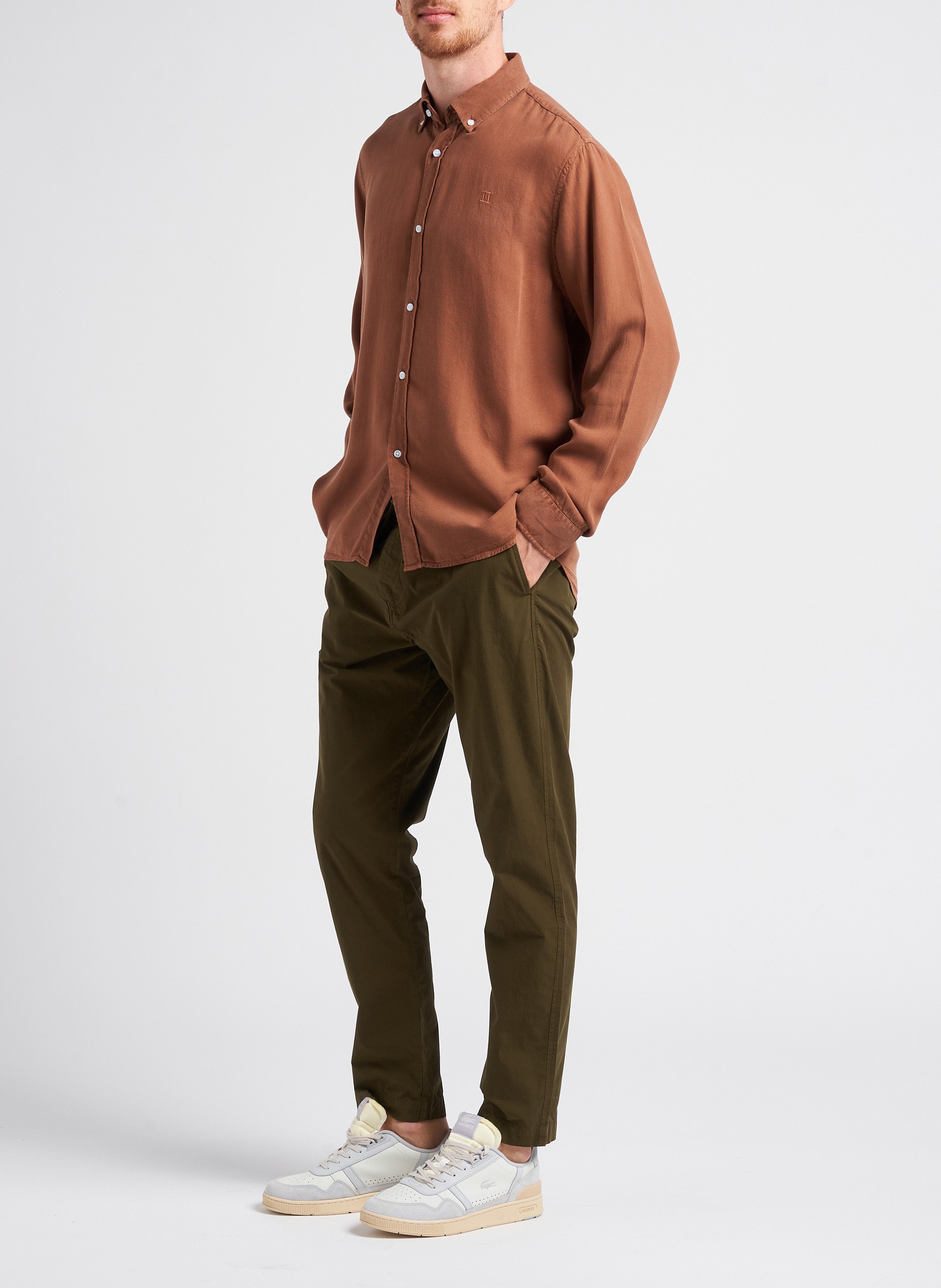 Overhemd van lyocell met klassieke kraag LES DEUX Bruin