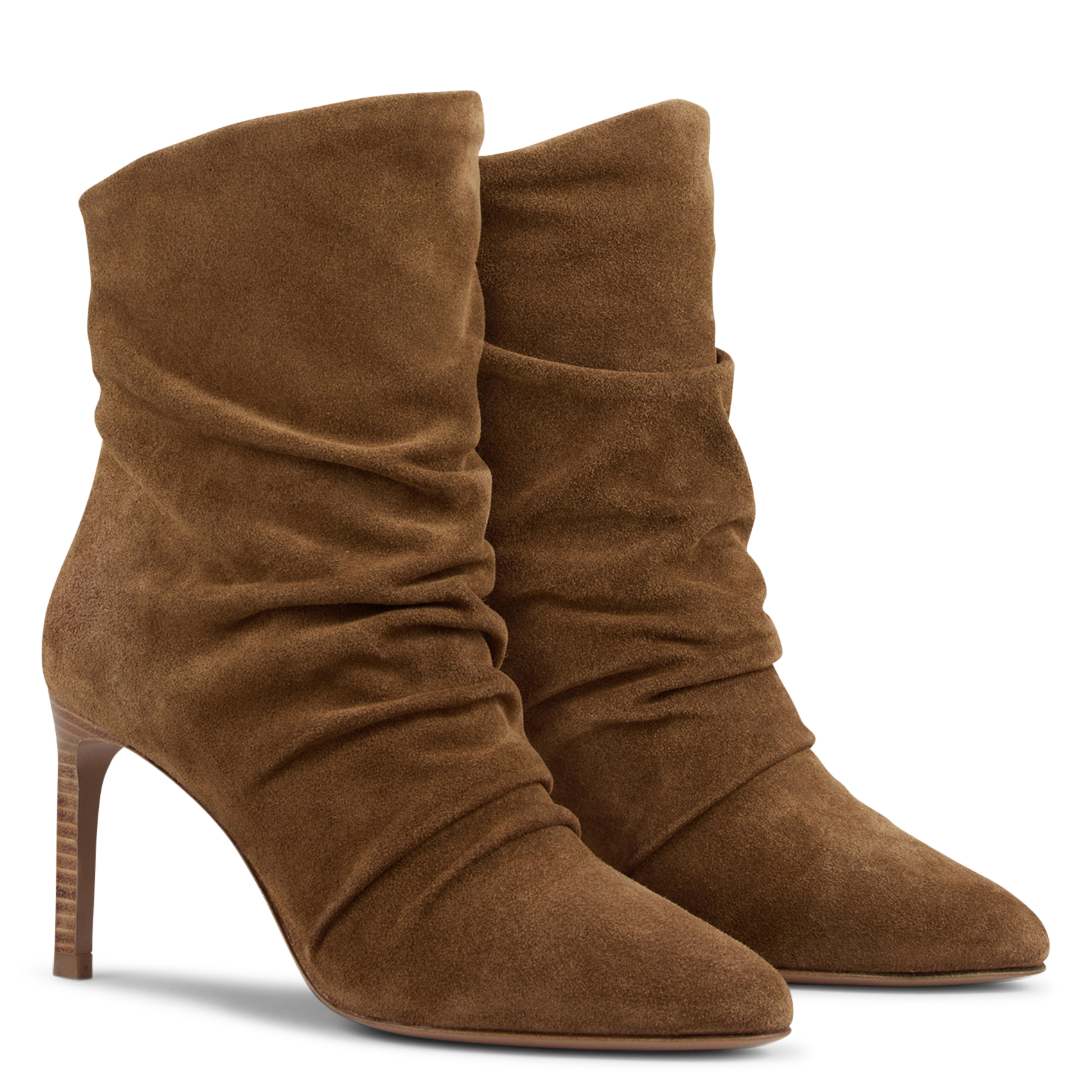 Bottines plissées à talons en cuir BA&SH Marron