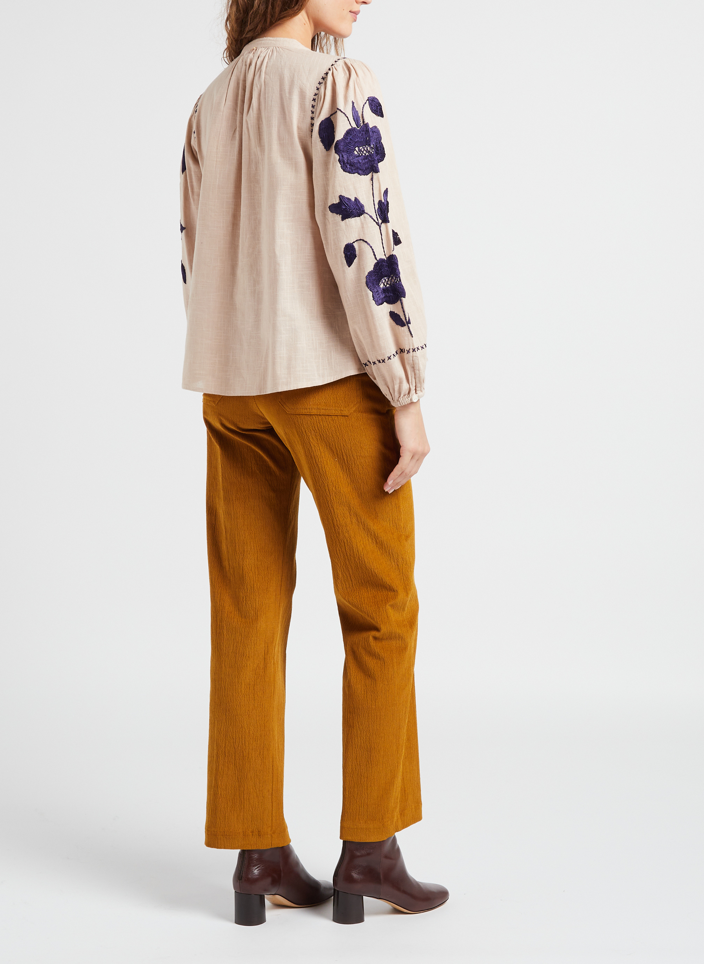 Pinstripe cotton-blend straight pants MOMONI Beige