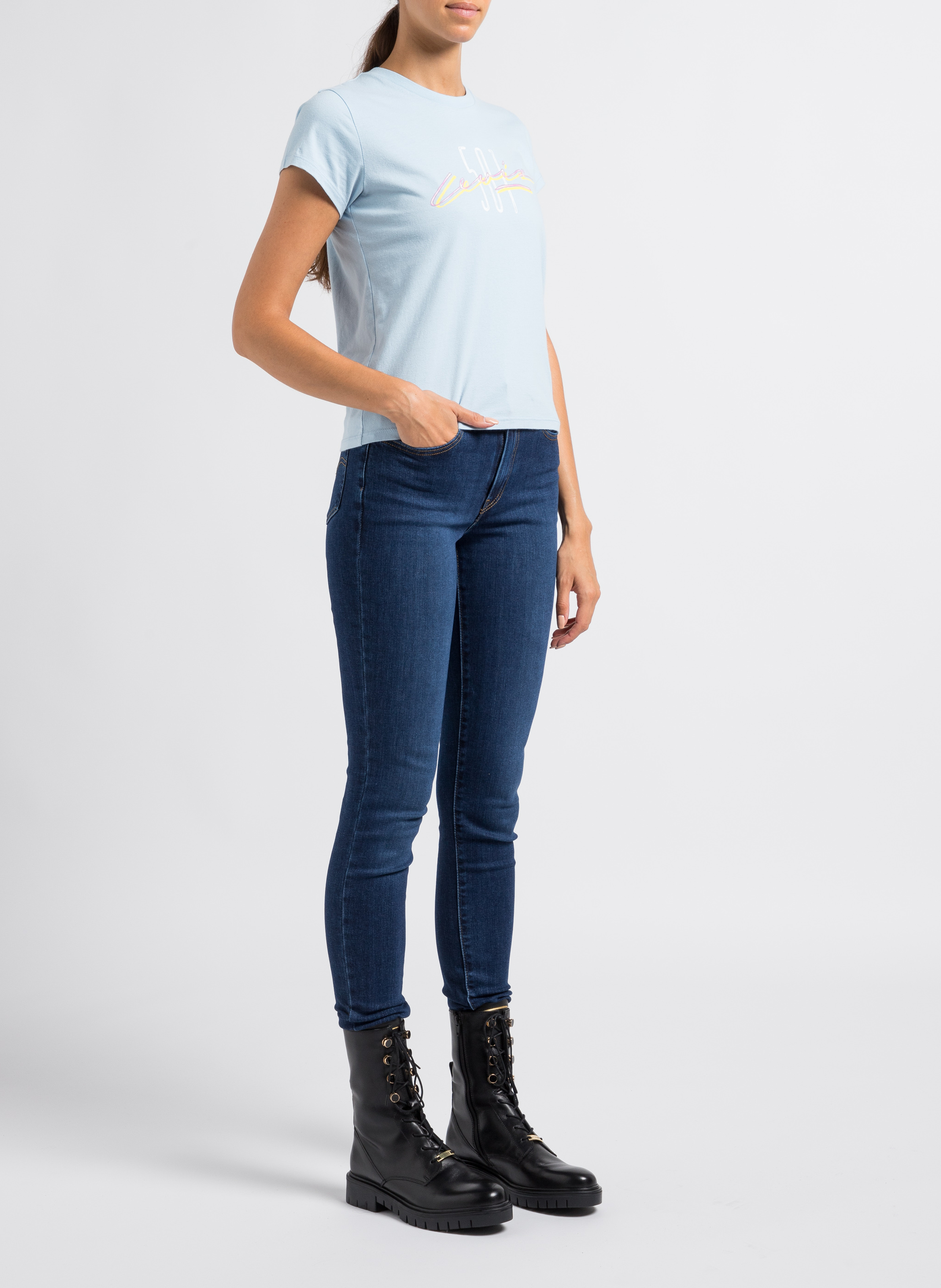 Rundhals-T-Shirt aus Baumwolle mit Print LEVI'S Blau