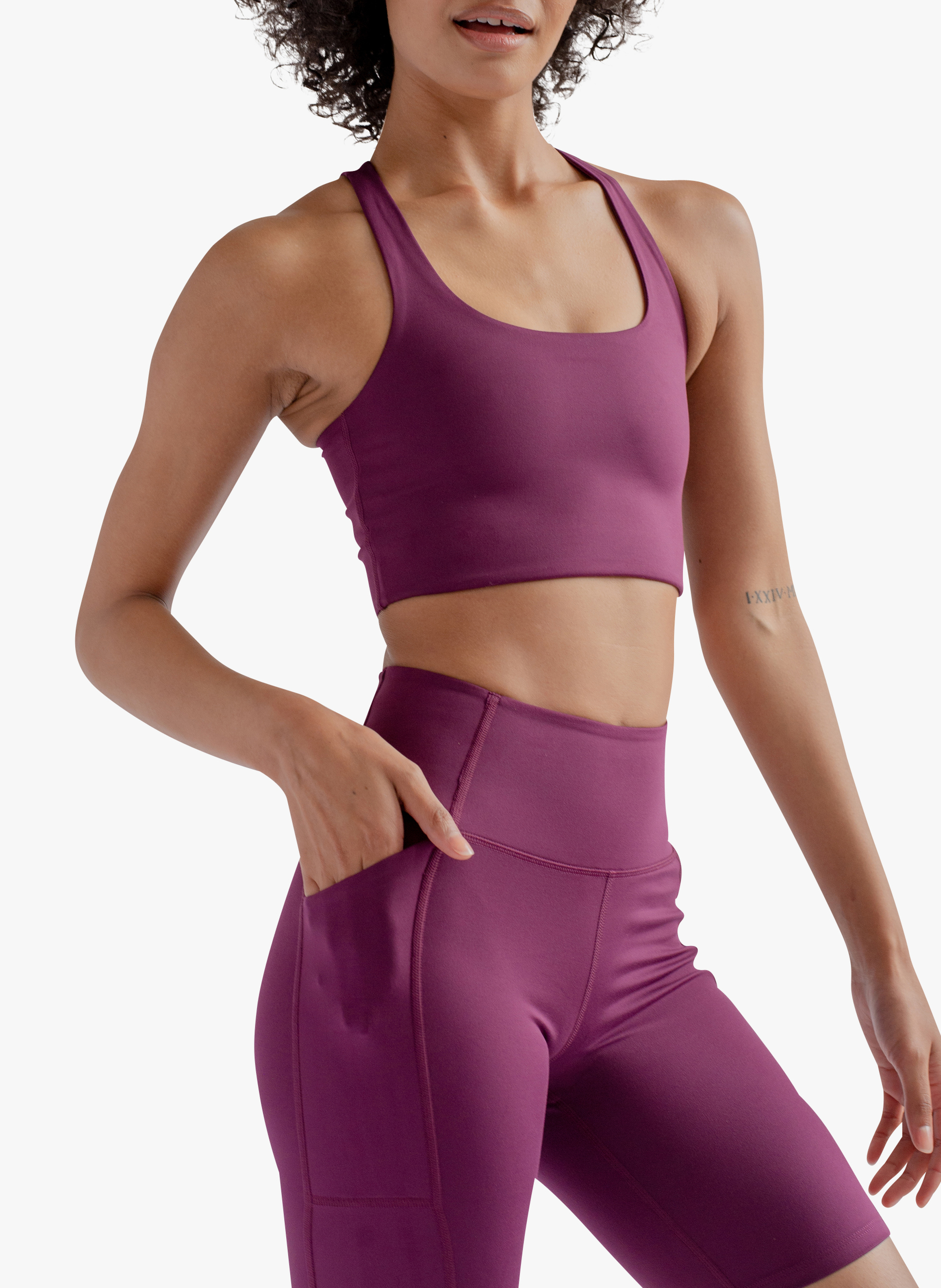 Reggiseno sportivo con spalline olimpioniche GIRLFRIEND COLLECTIVE Prugna