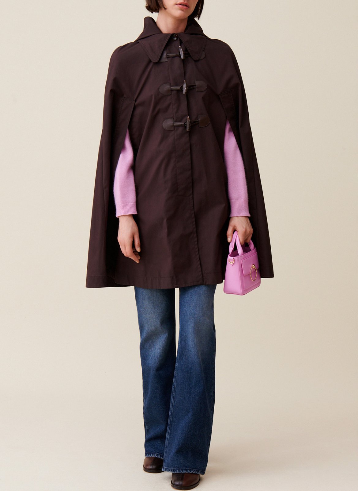 Cotton cape with removable hood CLAUDIE PIERLOT Brown