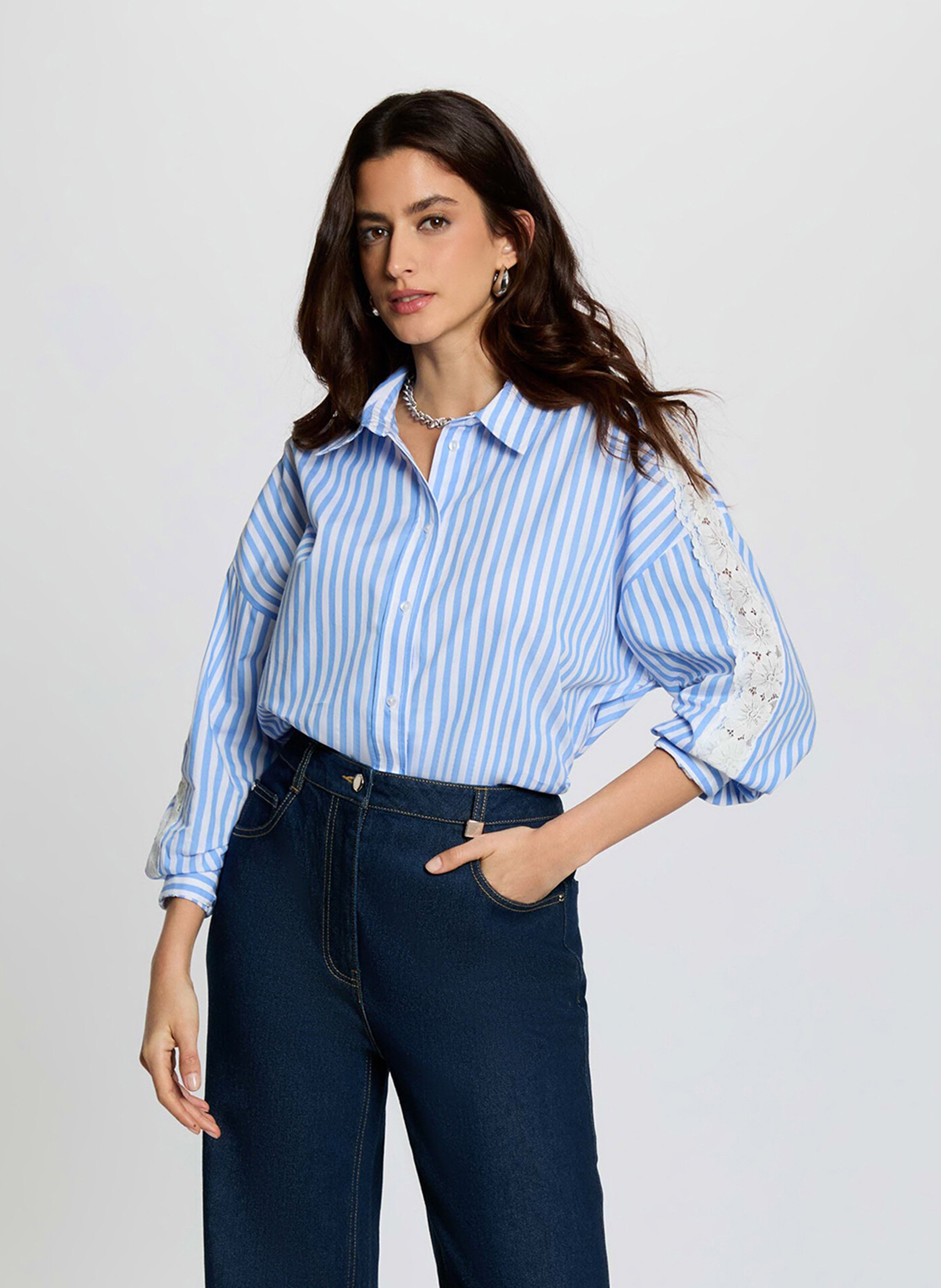 Chemise oversize col classique en coton MORGAN Multicolore