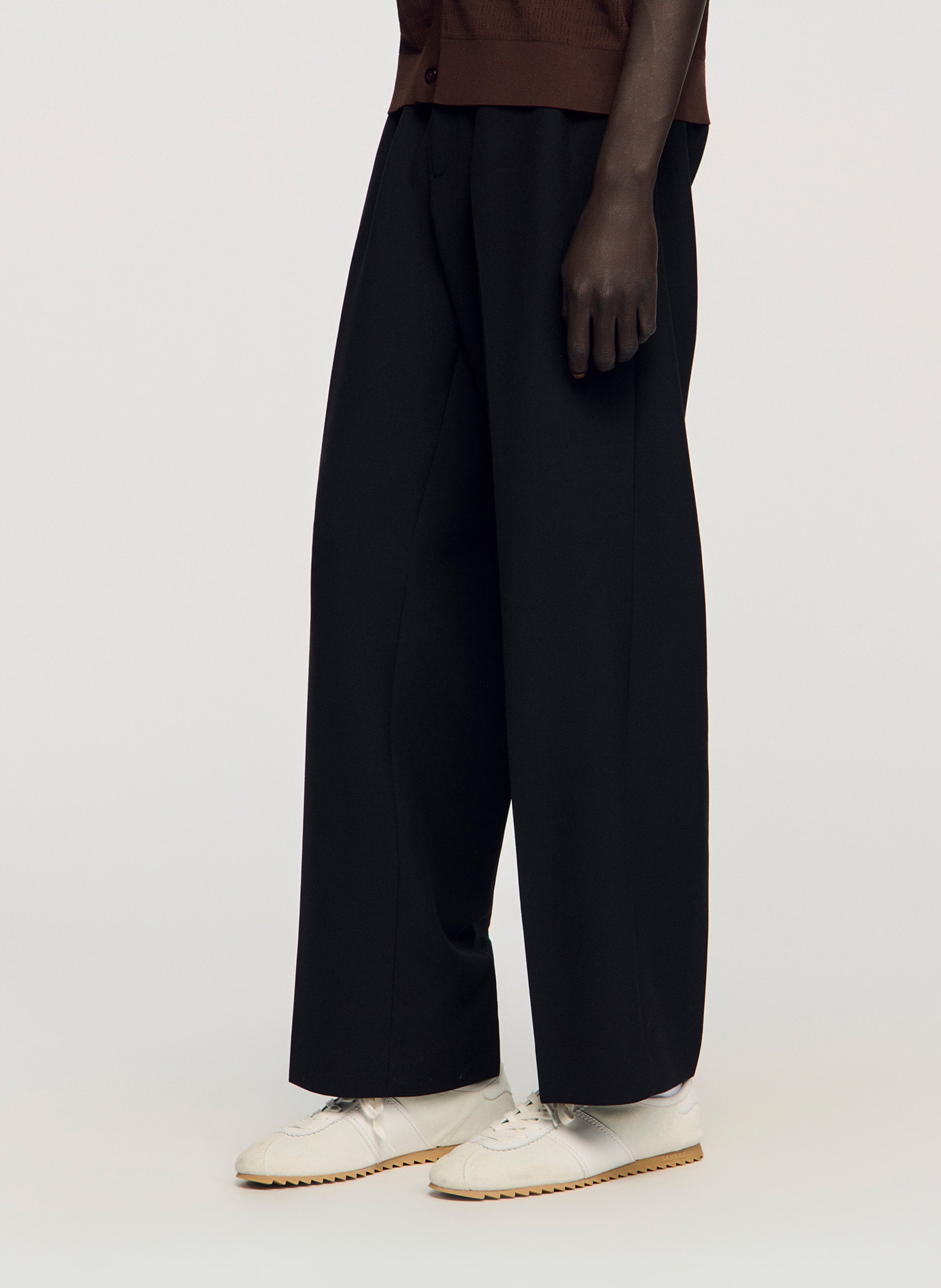 Baskets basses en cuir SANDRO Blanc