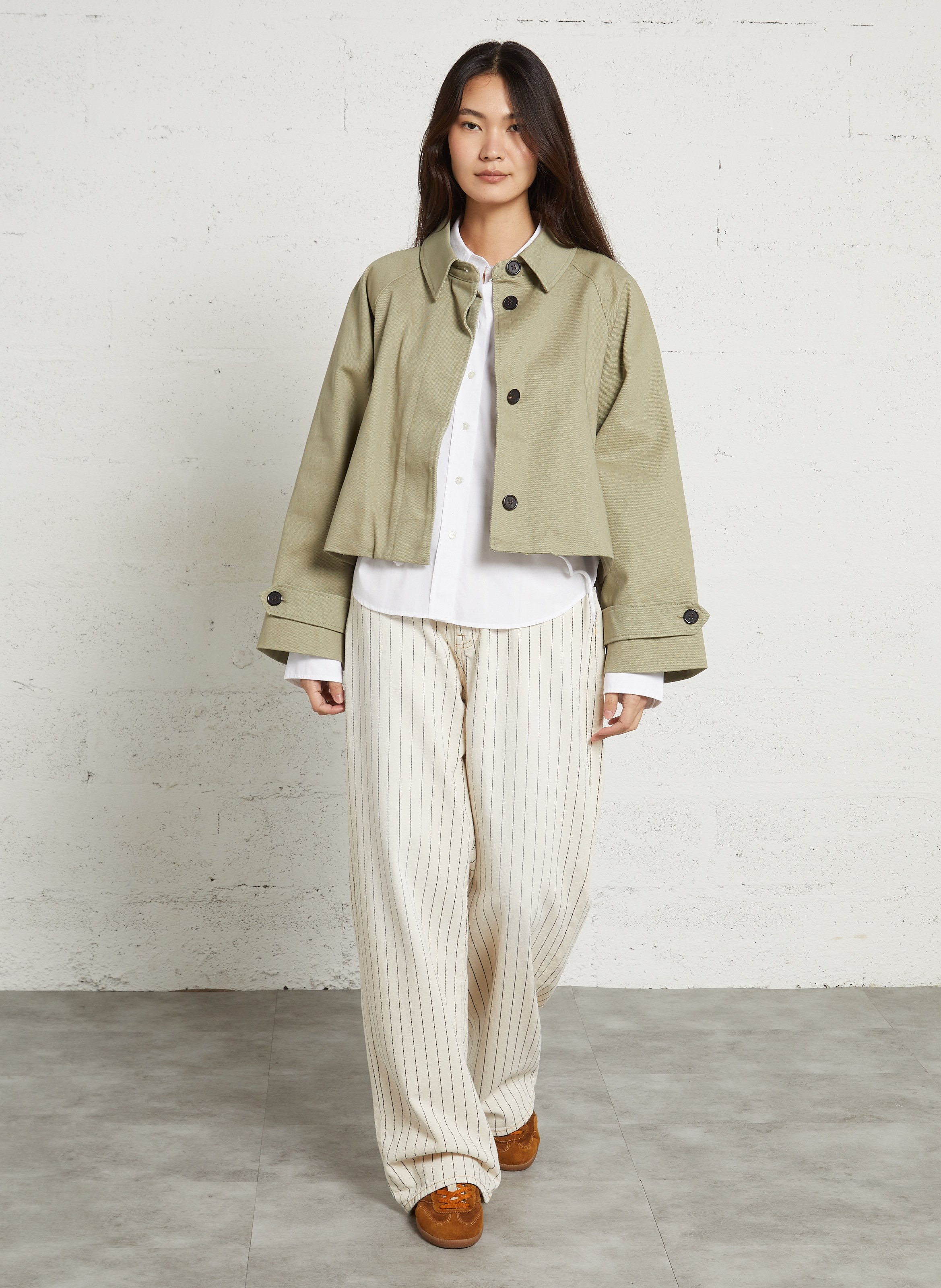 Veste ample col classique en coton BELLEROSE Vert