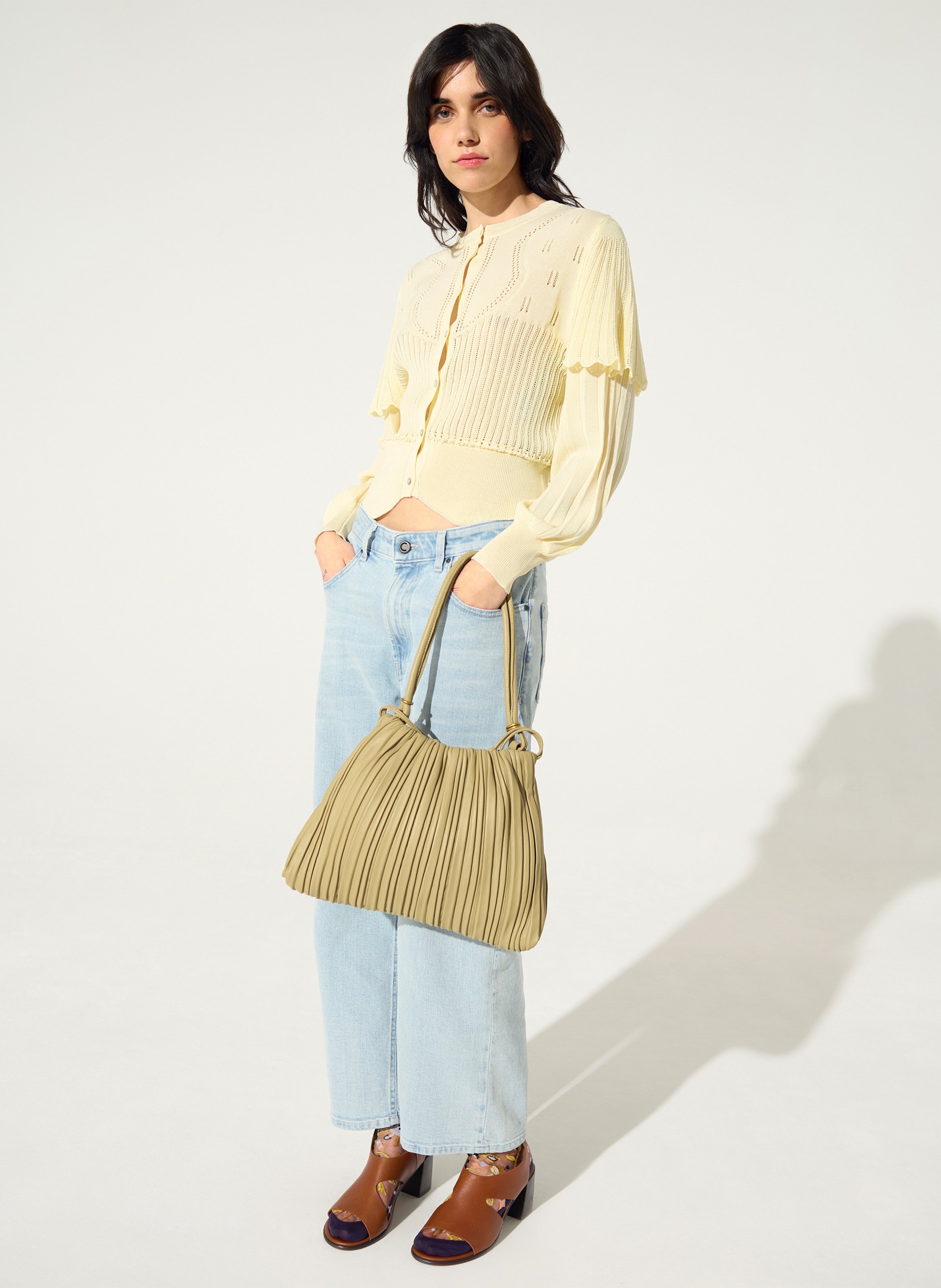 Gerade geschnittener Cardigan mit Rundhalskragen Baumwoll-Mix COTELAC Weiss