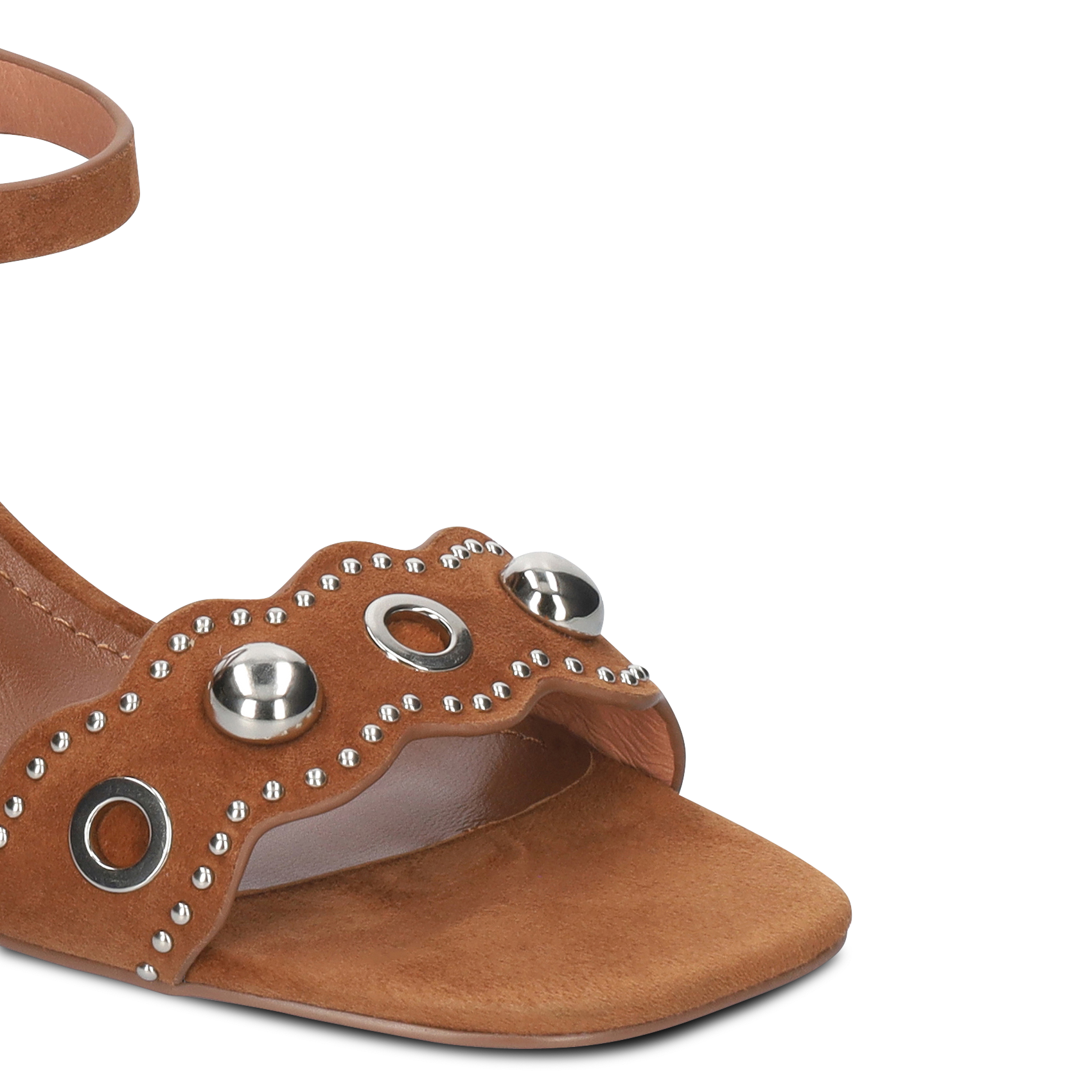 Sandales à talons cloutées en daim BIBI LOU Marron