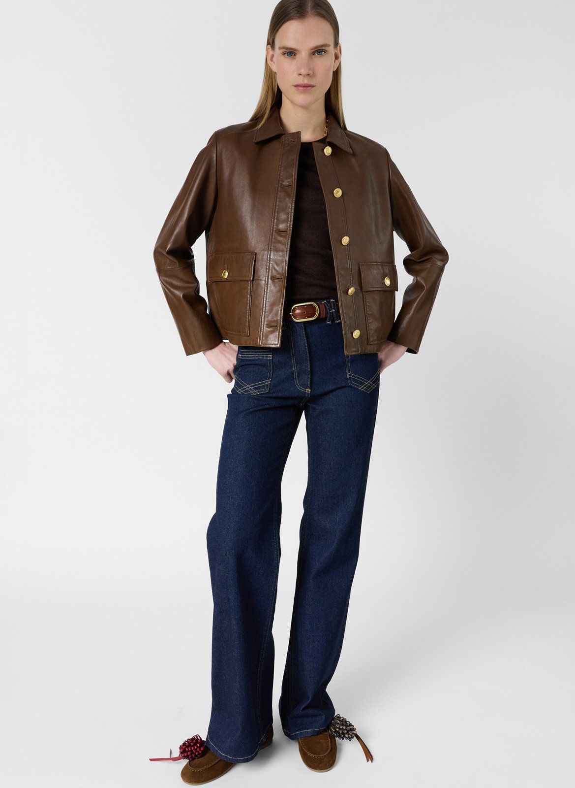 Lammlederblouson mit klassischem Kragen GERARD DAREL Braun