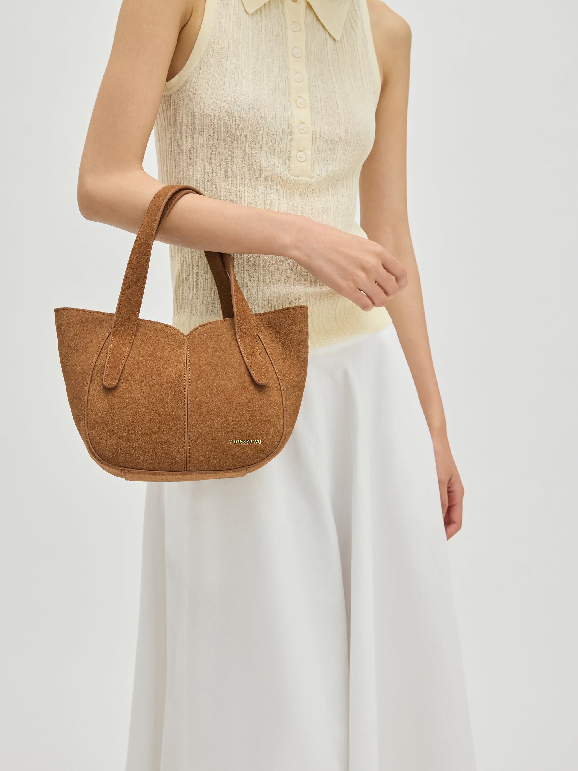 Handbag with handles and shoulder strap VANESSA WU Brown