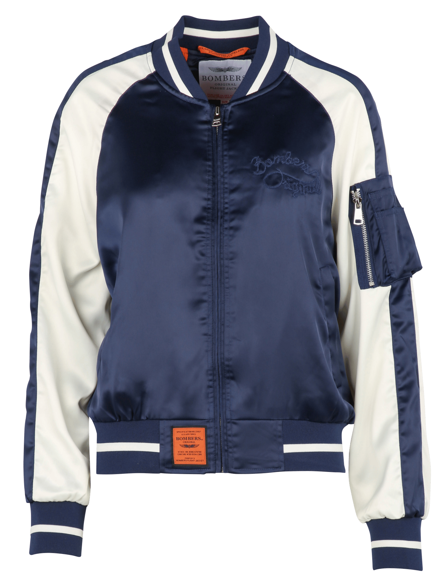 Straight embroidered teddy collar jacket BOMBERS ORIGINAL Blue