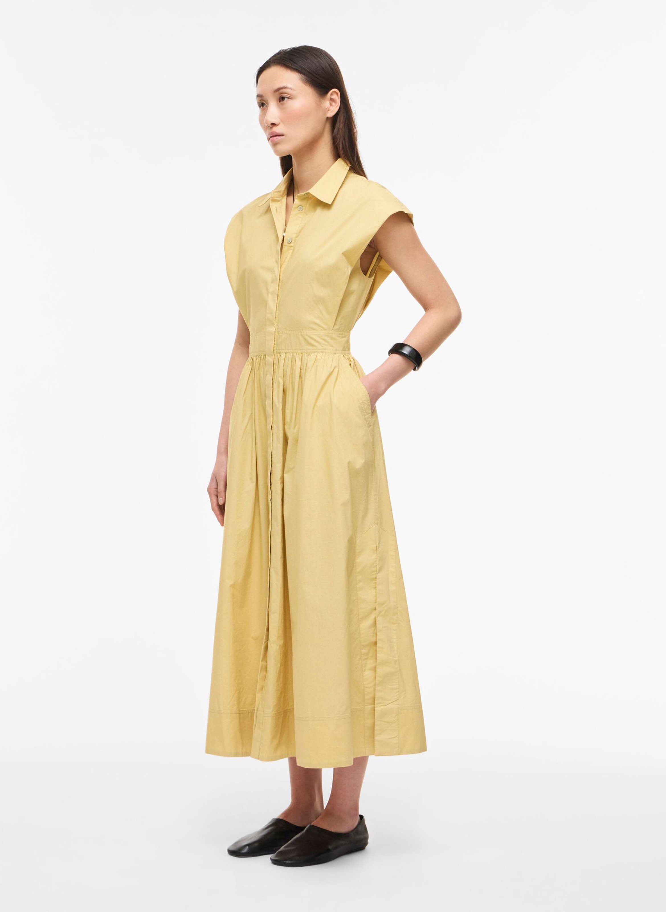 Midikleid aus Bio-Baumwolle mit klassischem Kragen ROUGE EDIT Grun