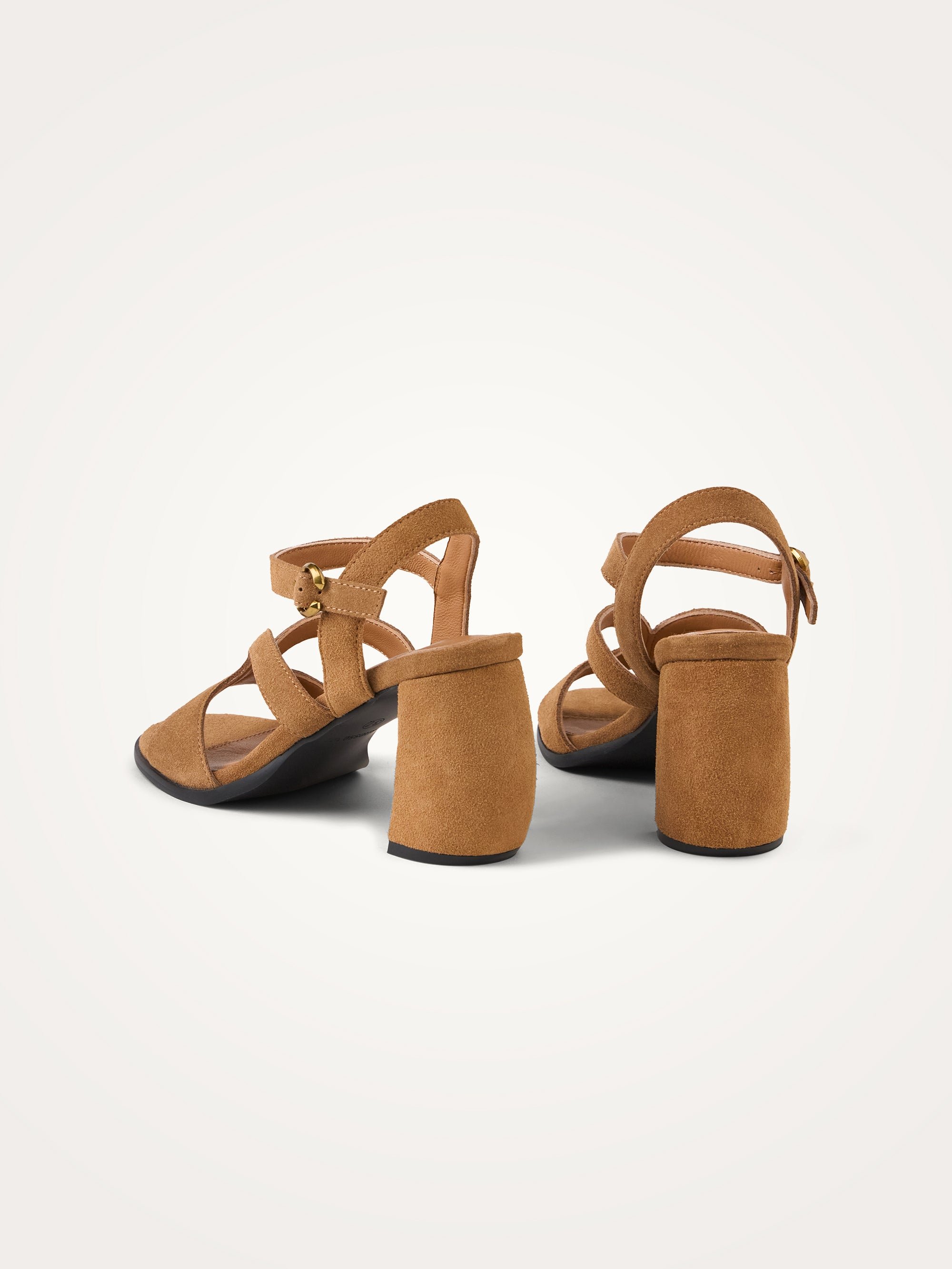 Leather sandals with ankle strap and demi-lune heel. VANESSA WU Brown