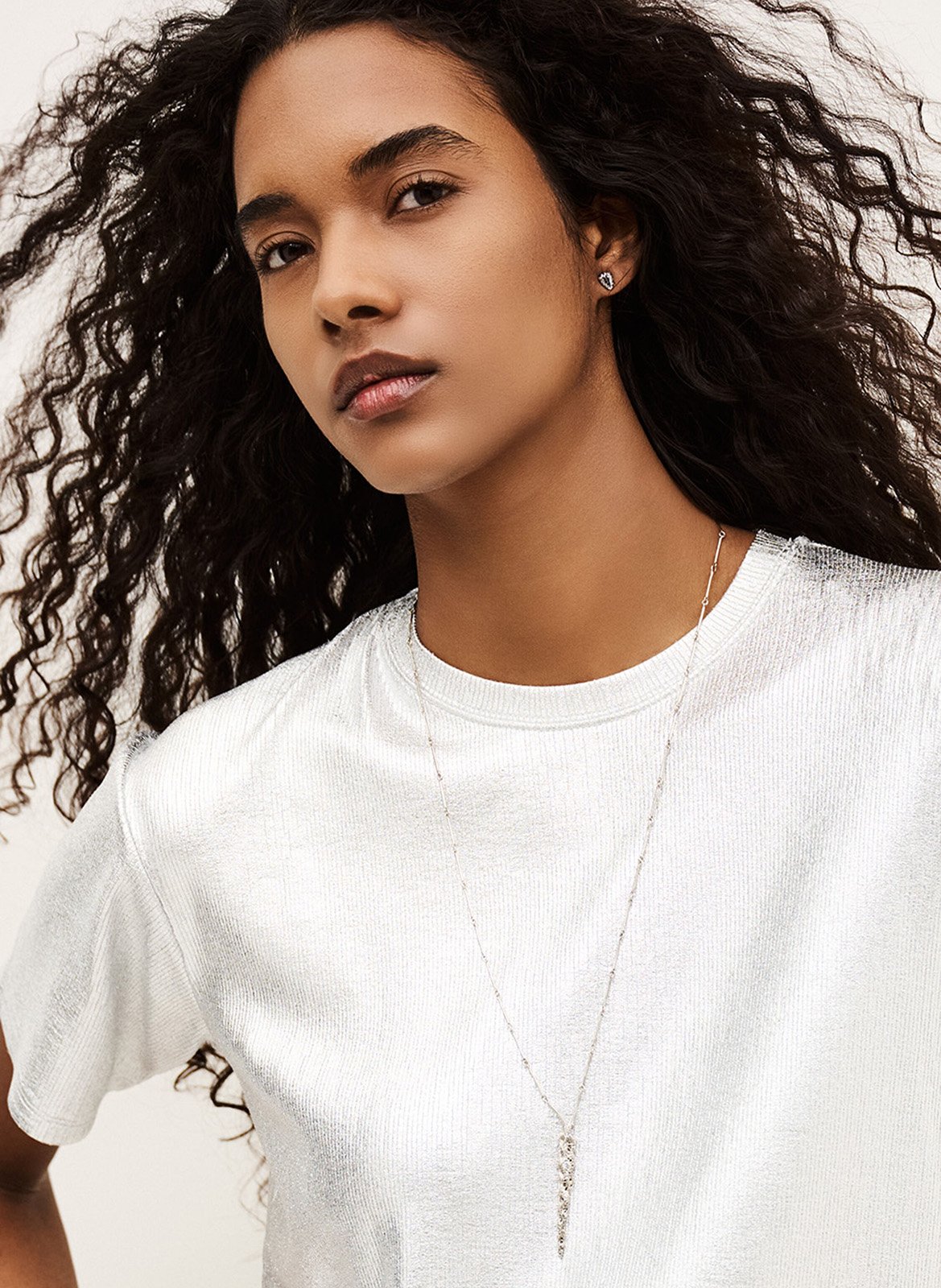 Effen top met lange mouwen en ronde hals BA&SH Zilver