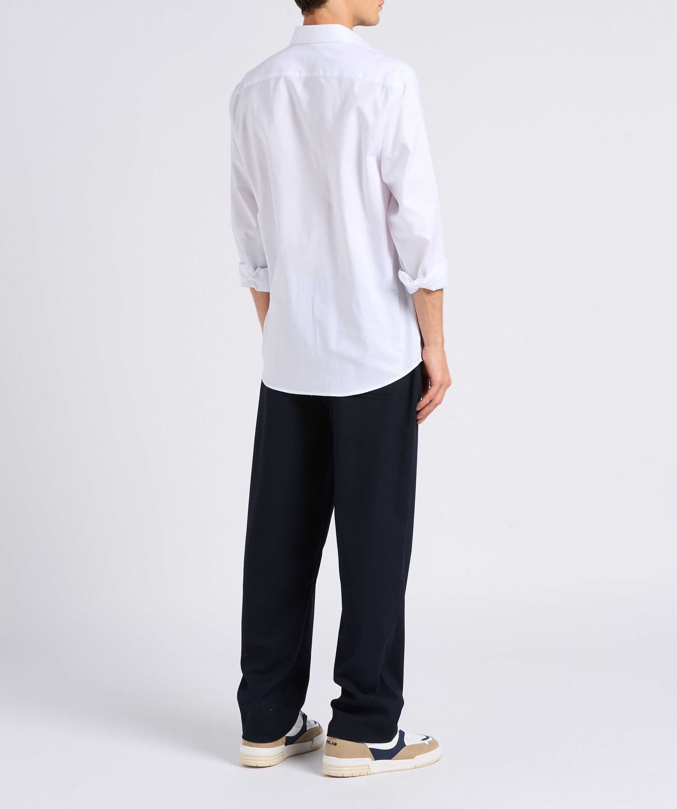 Rechte, katoenen blouse met klassieke kraag AU PRINTEMPS PARIS Wit