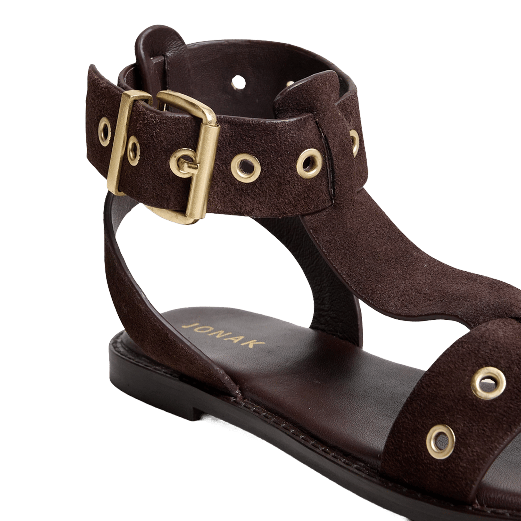Flat soft leather sandals JONAK Brown