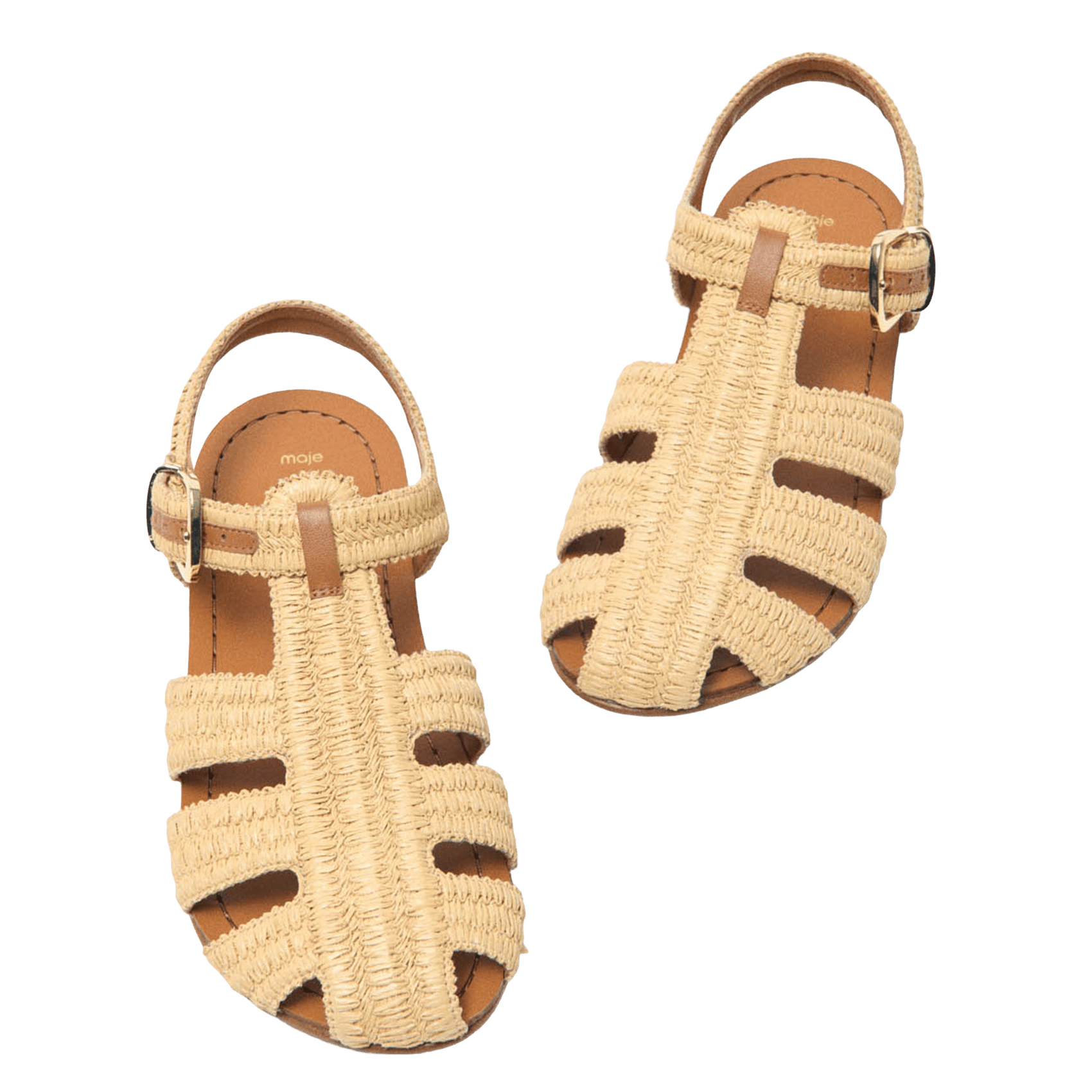 Sandales plates effet raphia MAJE Beige