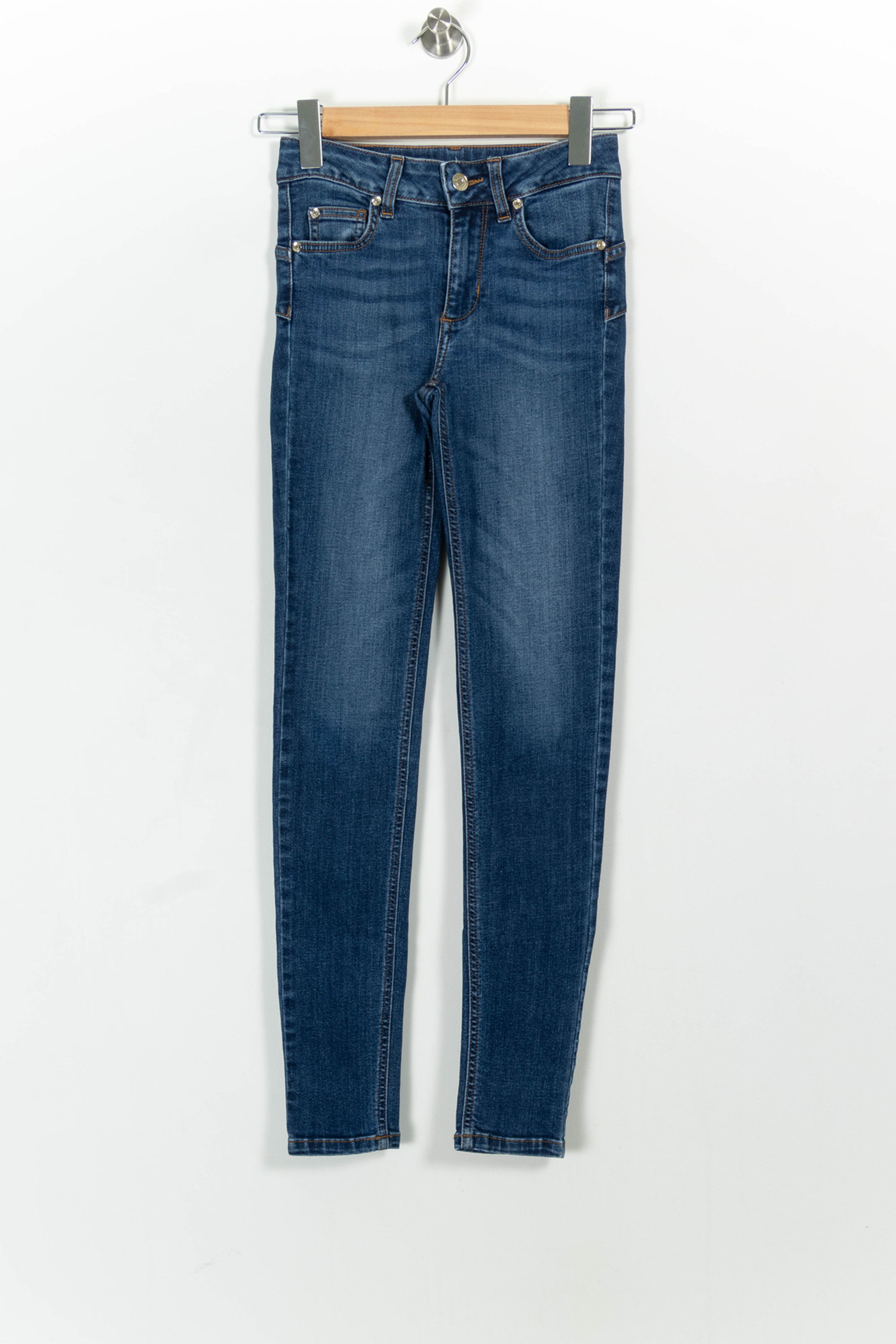Cropped slim jeans with studs LIU JO - SECONDE MAIN Blue