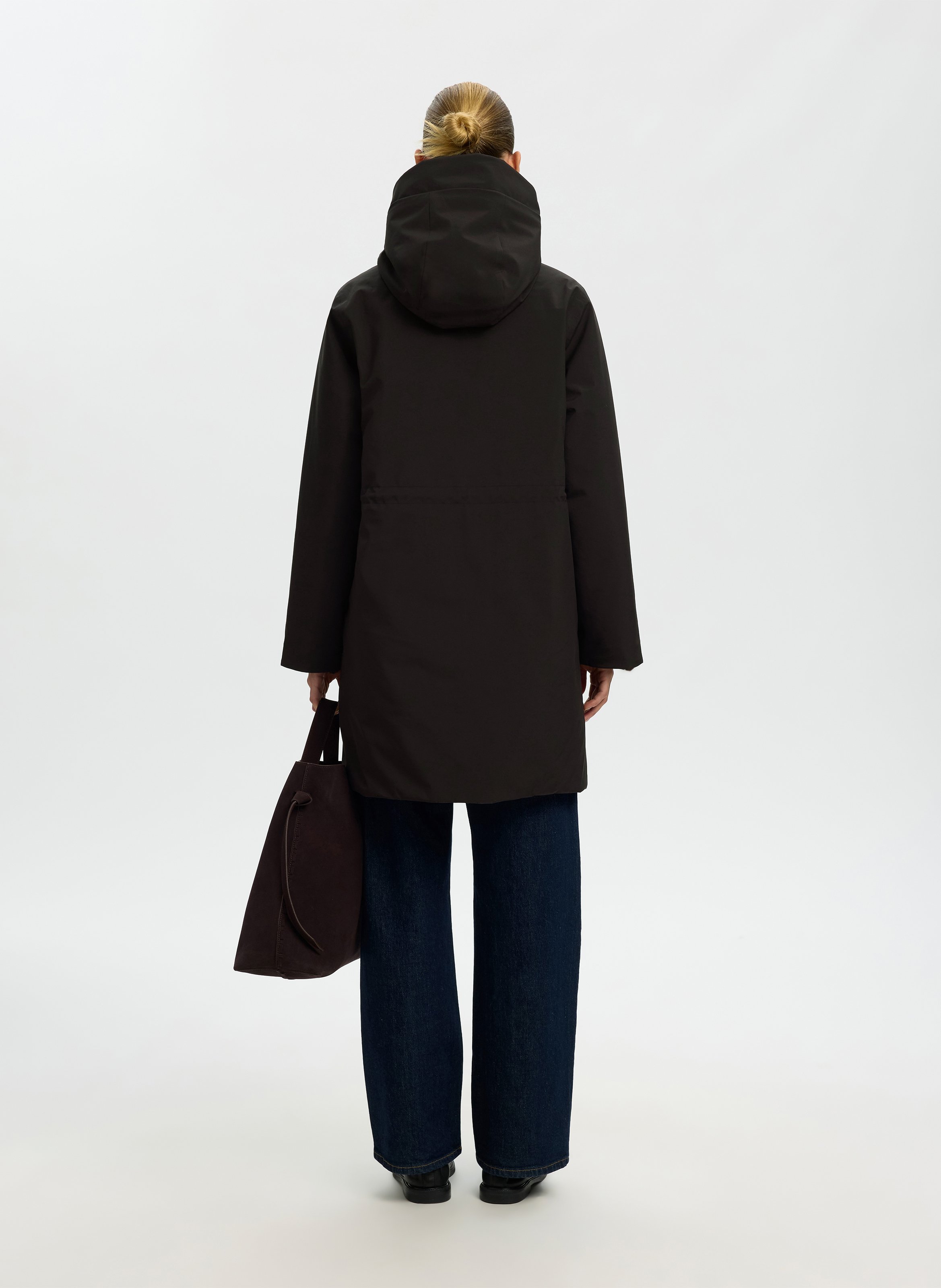 Parka cintrée col montant à capuche SELECTED Noir