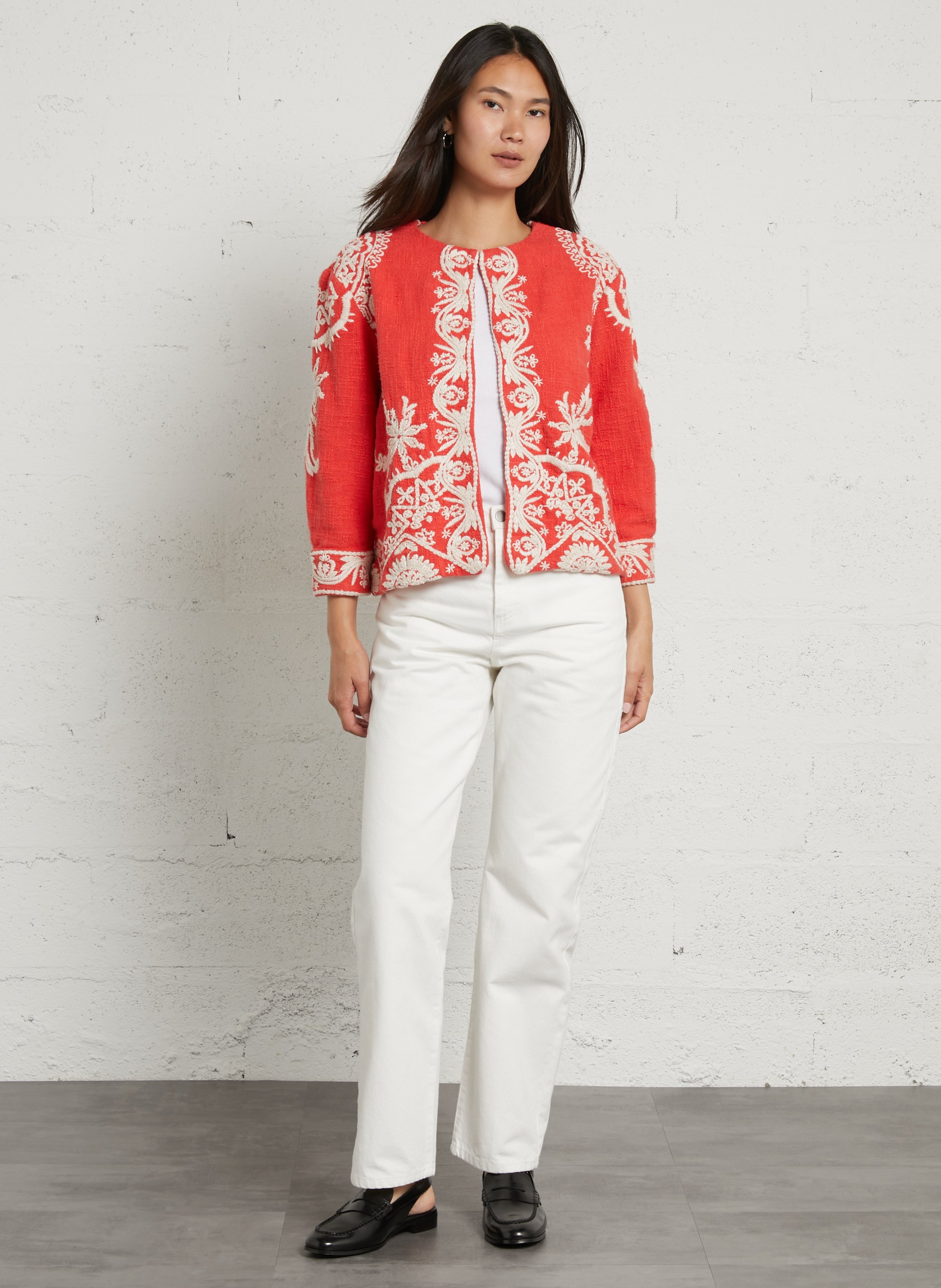 Veste col rond en coton MAISON 123 Rouge