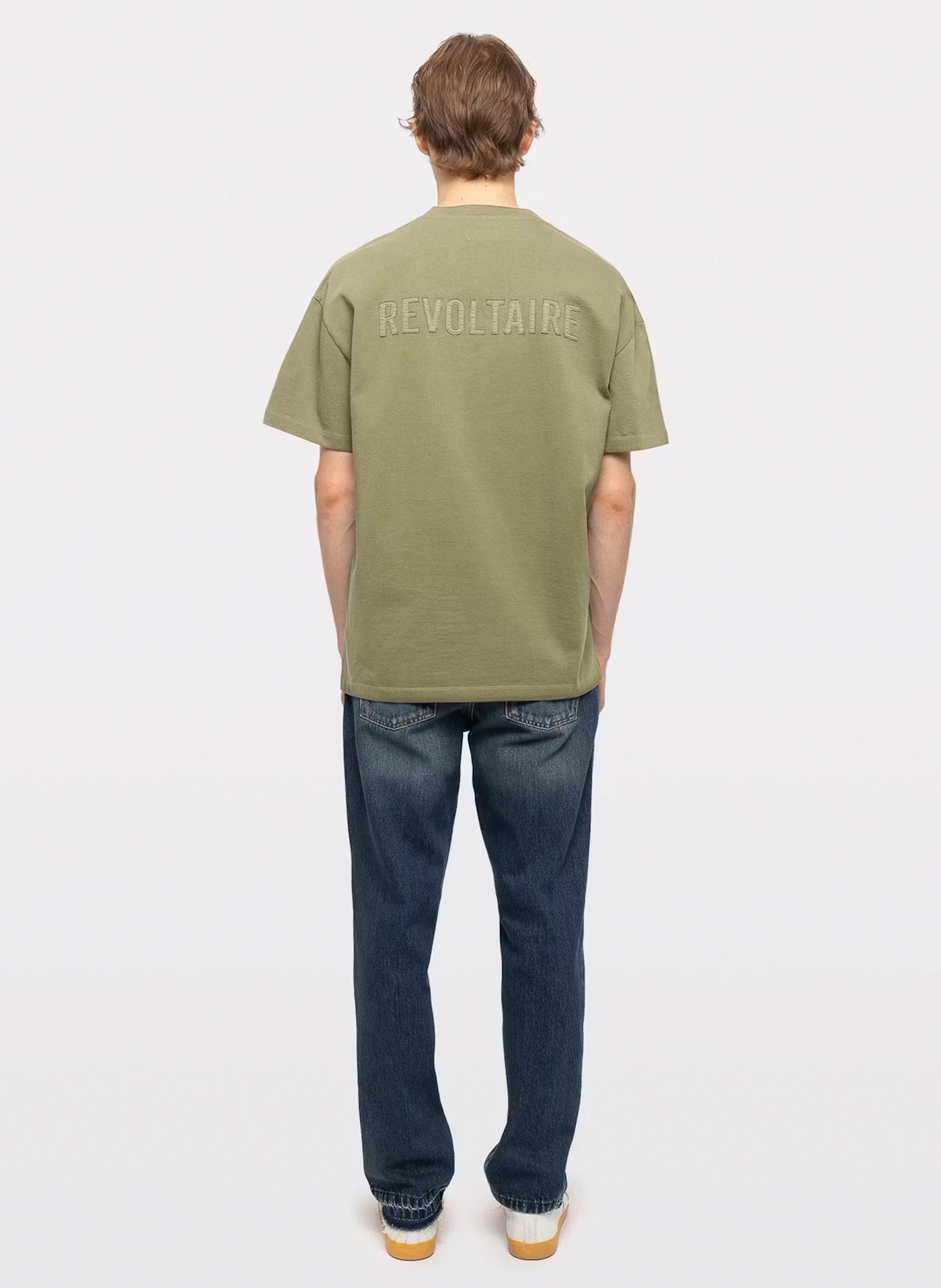 Tee-shirt droit col rond en coton imprimé | Vert ZADIG&VOLTAIRE Homme