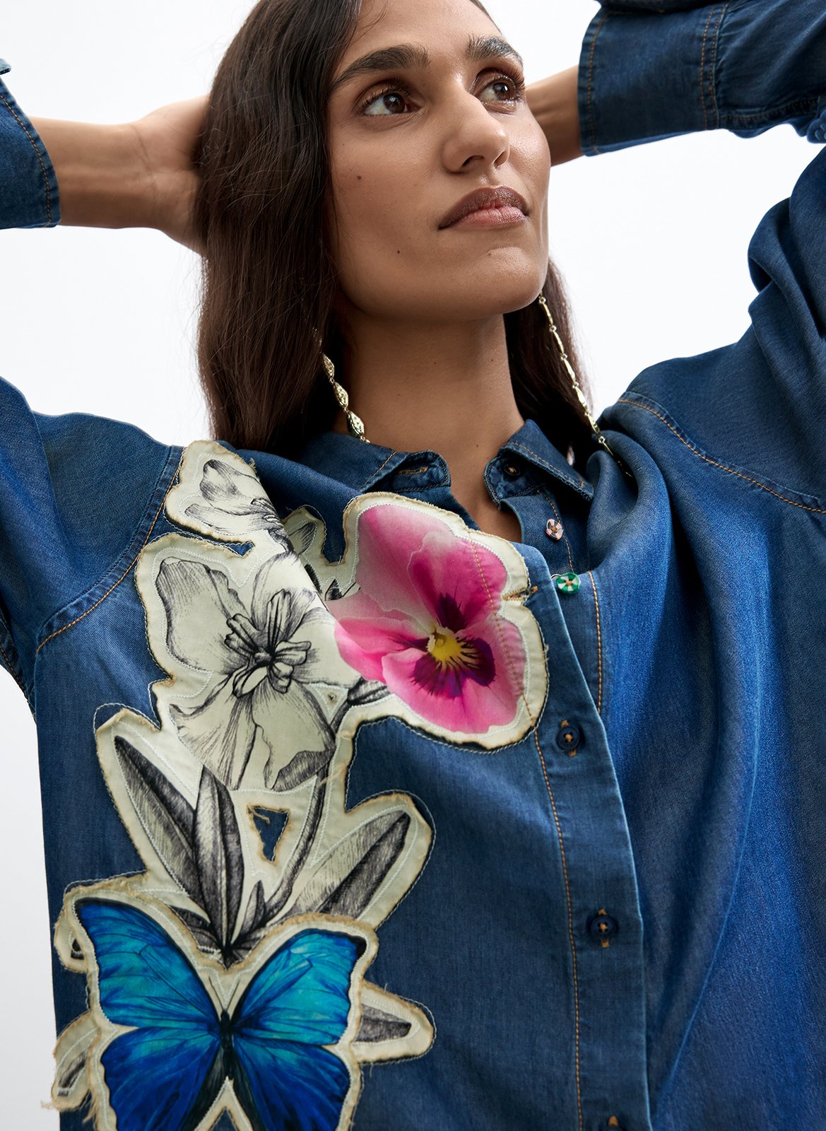 Chemise ample en jean avec imprimé DESIGUAL Rouge