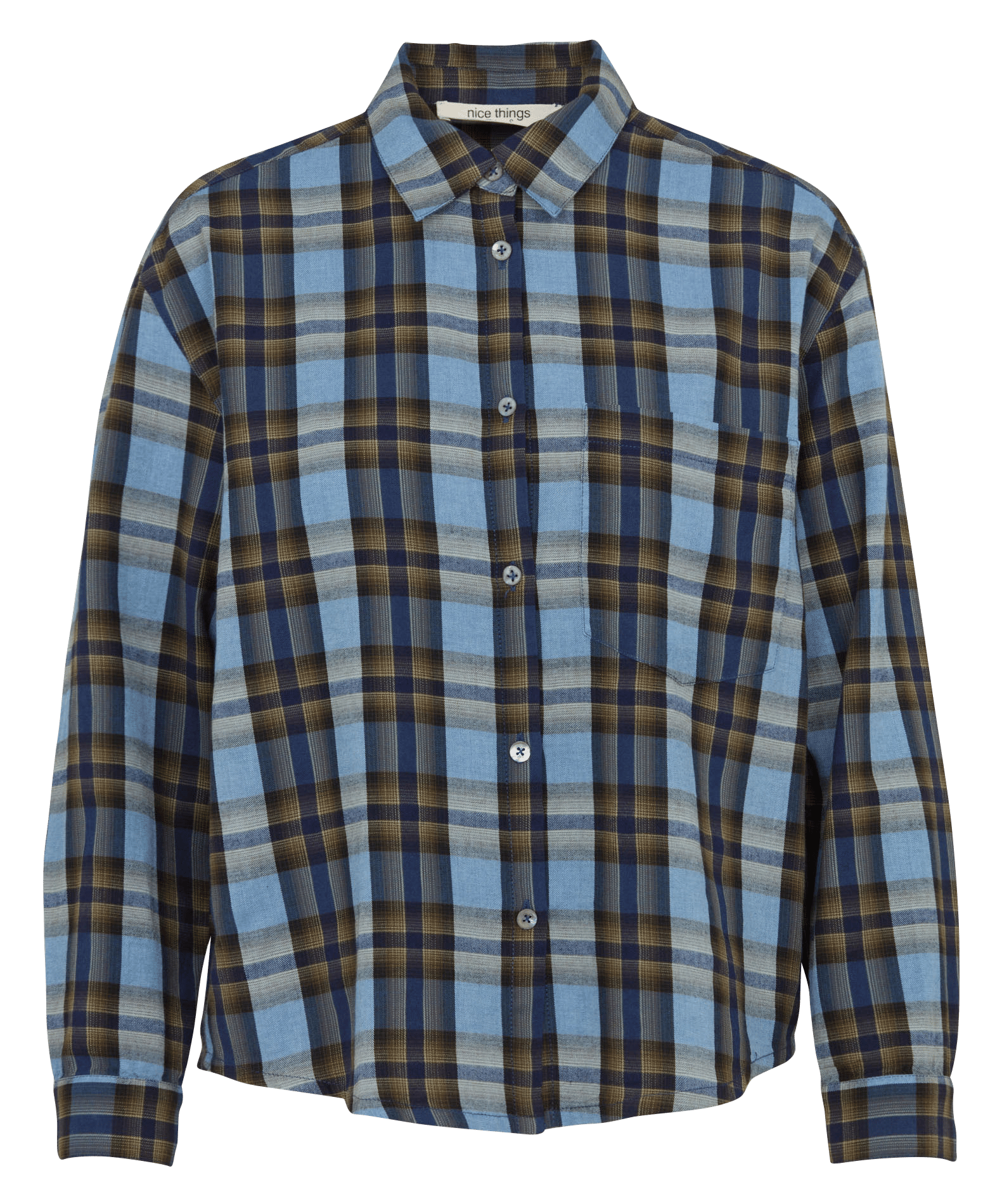 Checked cotton shirt NICE THINGS Blue