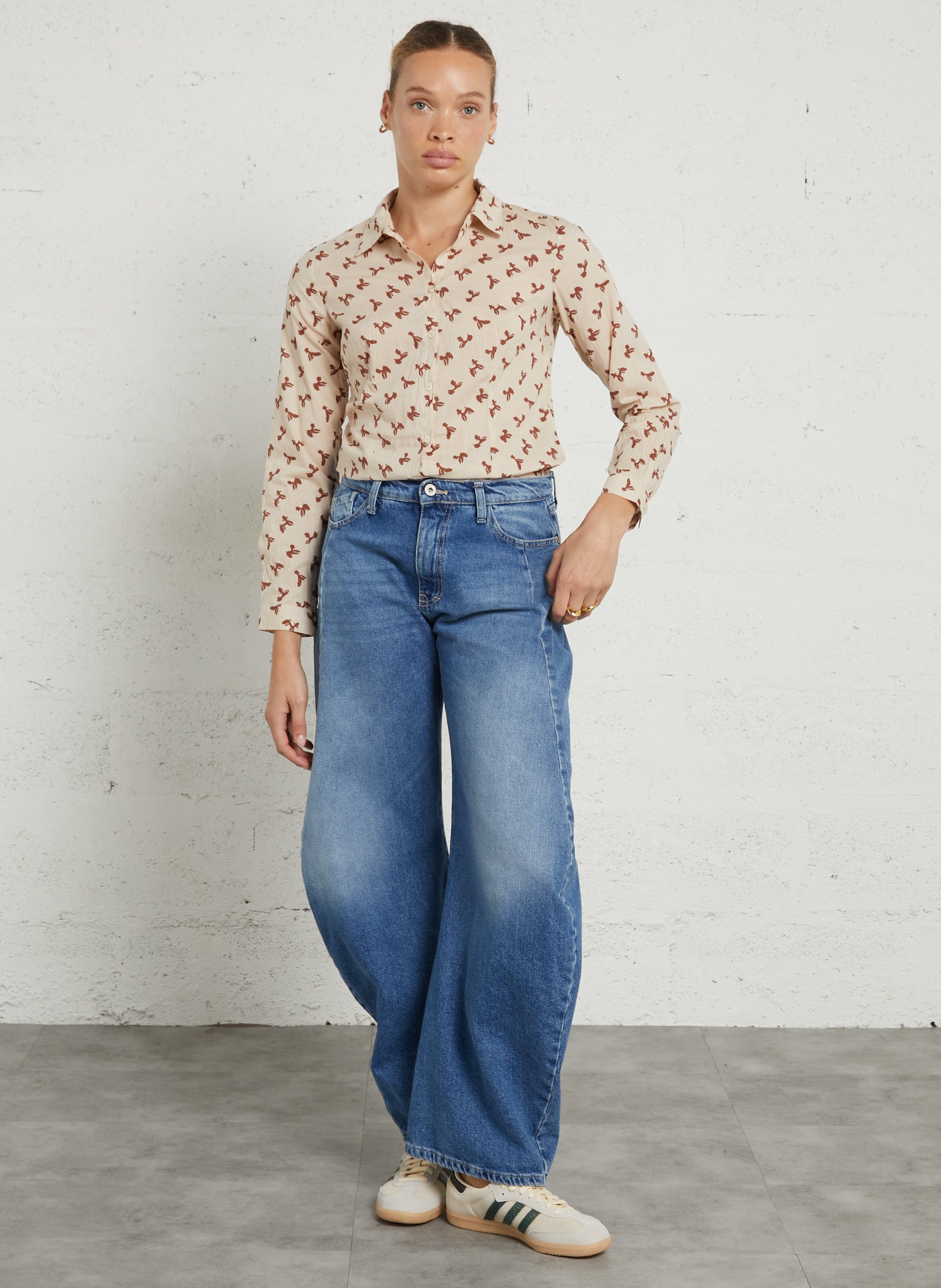 Jean large en coton PLEASE Bleu