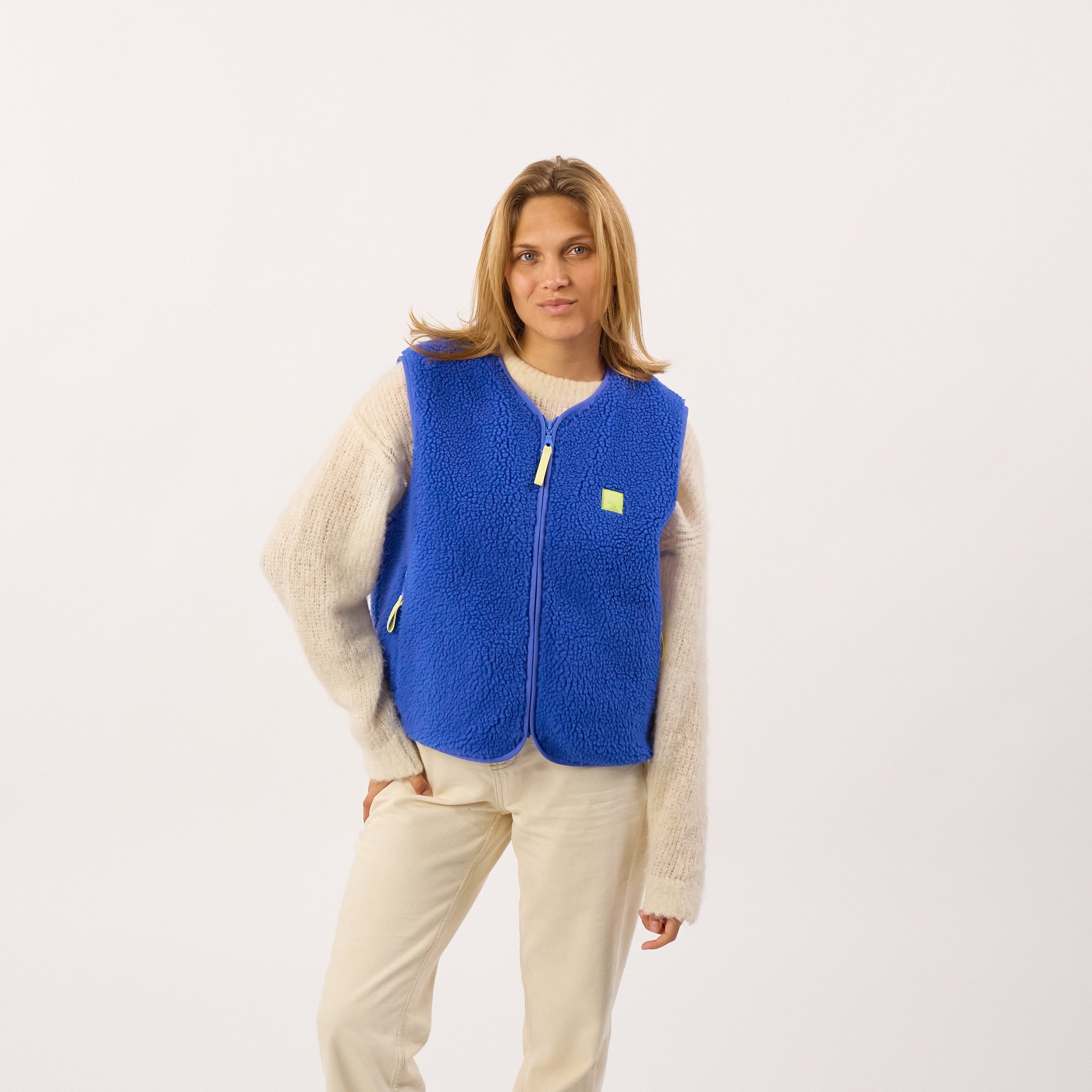 Sleeveless Sherpa Zip-Up Vest BILLYBELT Blue
