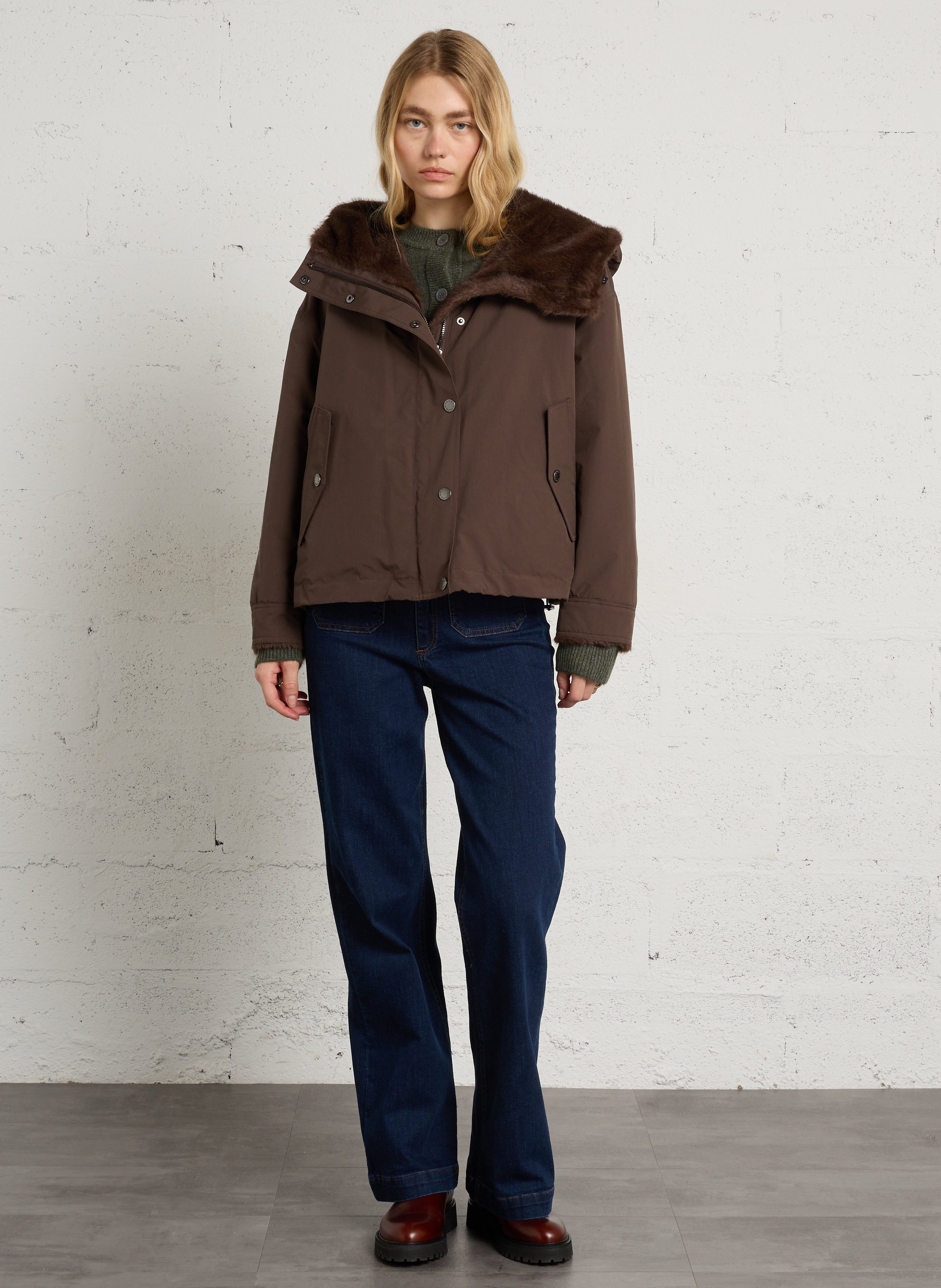 Gerader Wendelmantel mit Kapuze MAX MARA WEEK END Braun