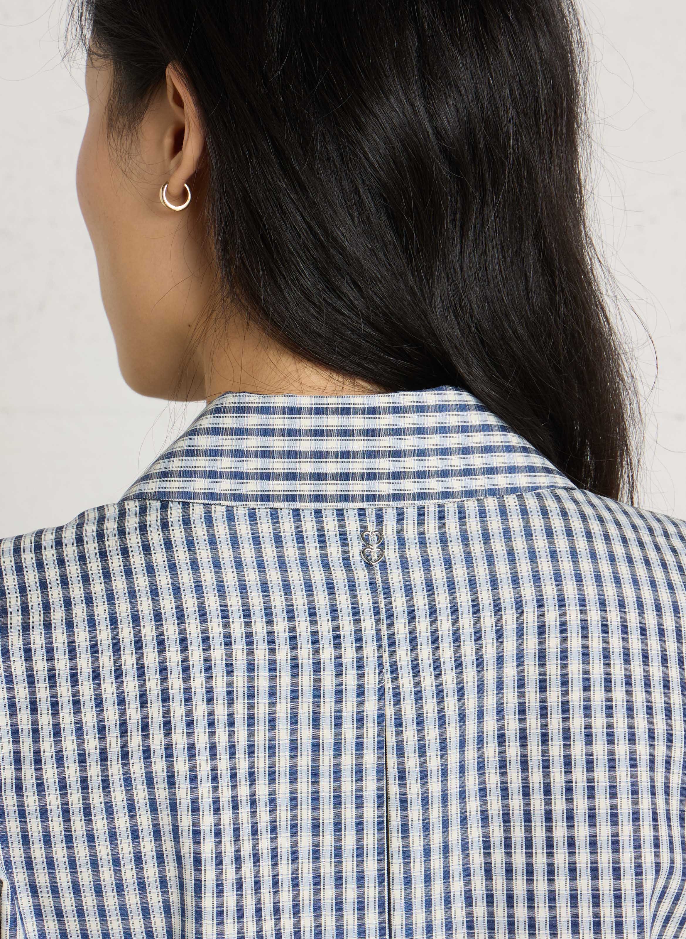 Chemise courte à motif vichy PLEASE Bleu