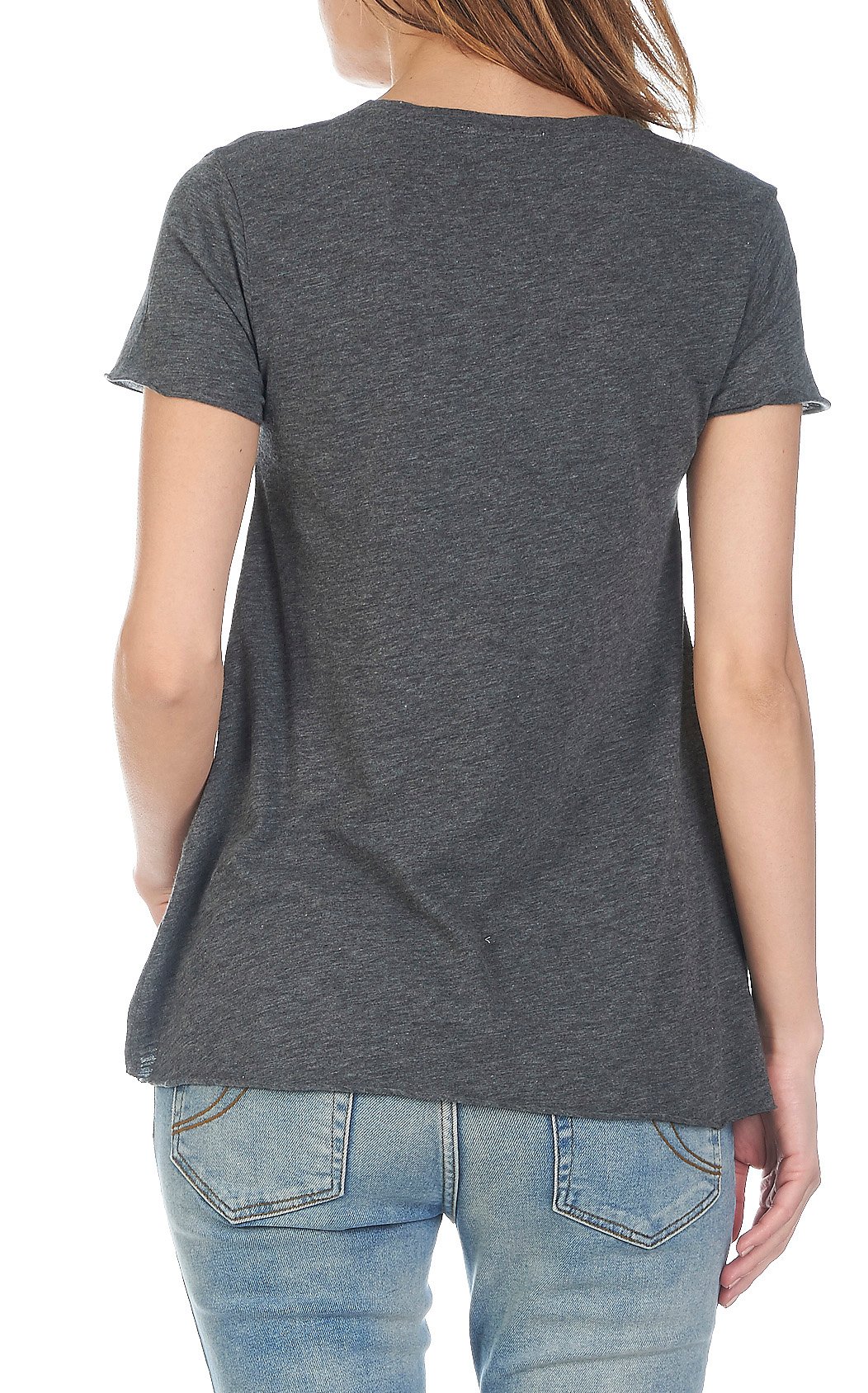 Tee-shirt col V en coton mélangé AMERICAN VINTAGE Gris