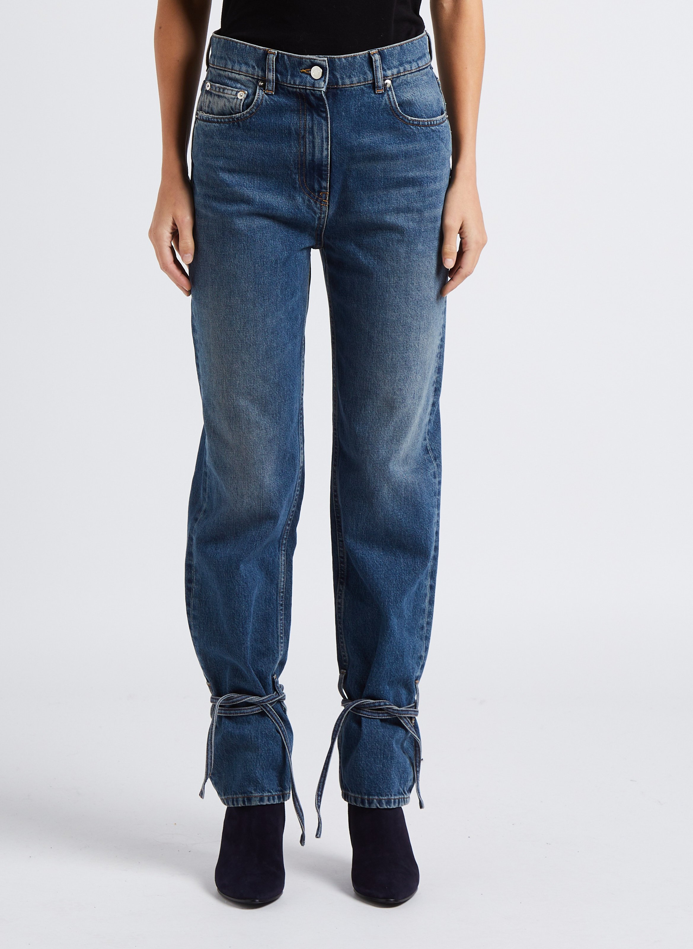 Blue Straight leg cotton jeans