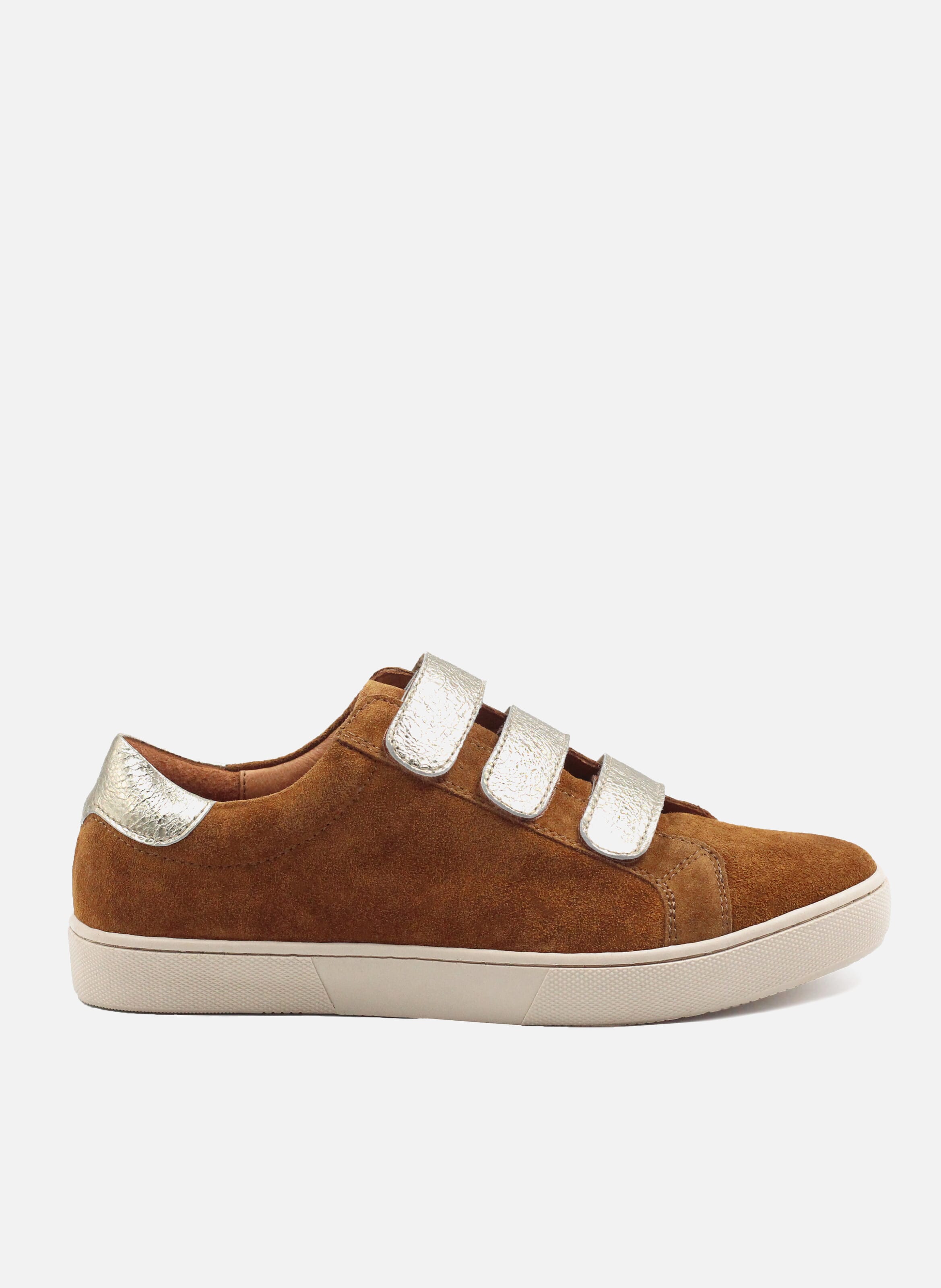 Baskets Scratch En Cuir Velours Cognac dor Jules Jenn Femme