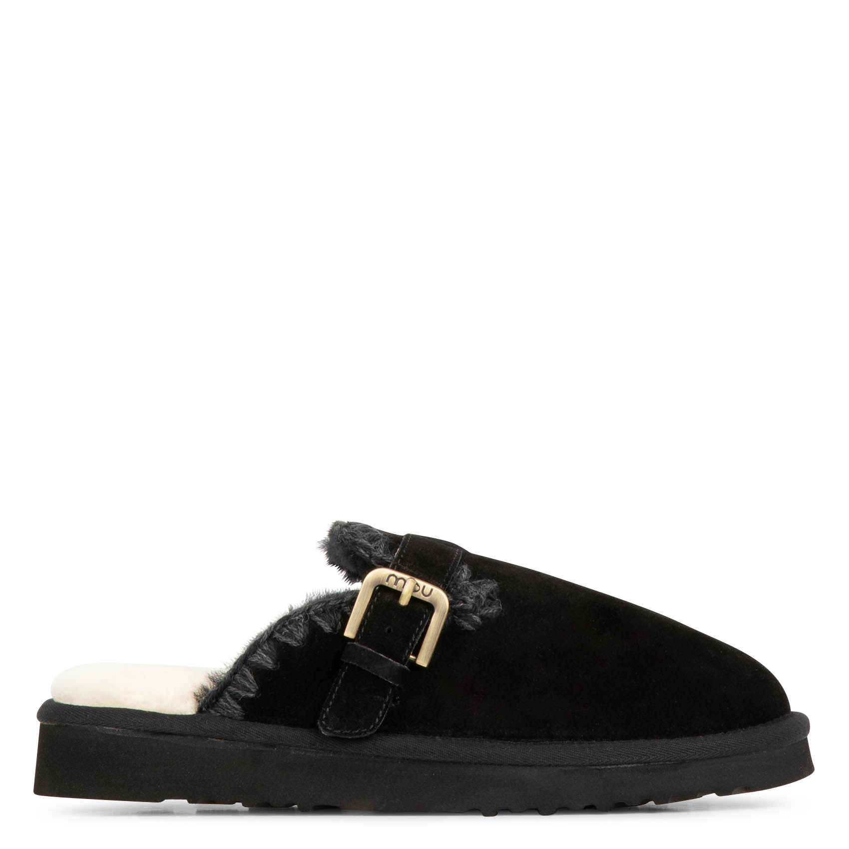 Chaussons avec boucle en métal en cuir  MOU Noir