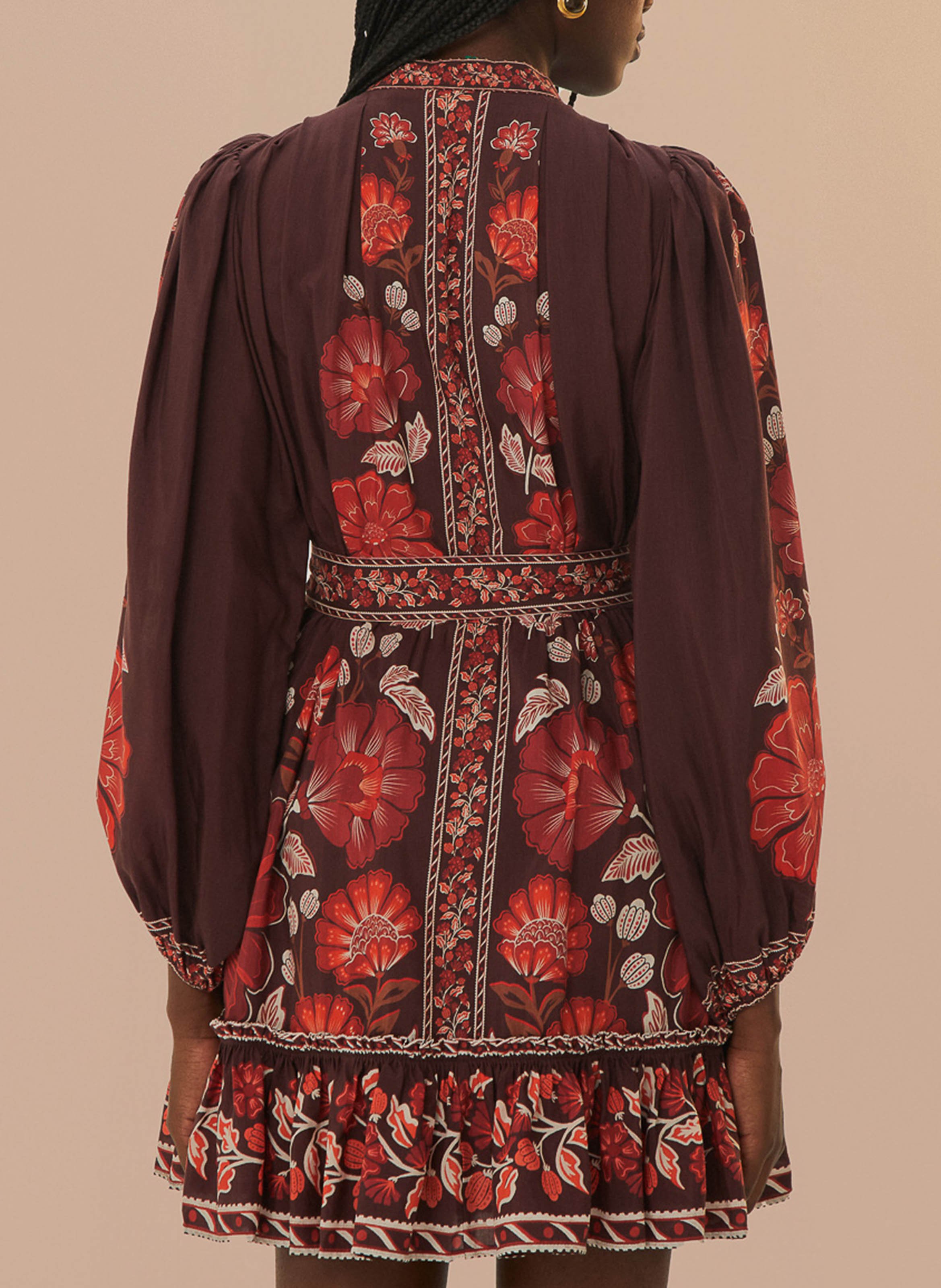 Robe courte en tapisserie FARM RIO Marron