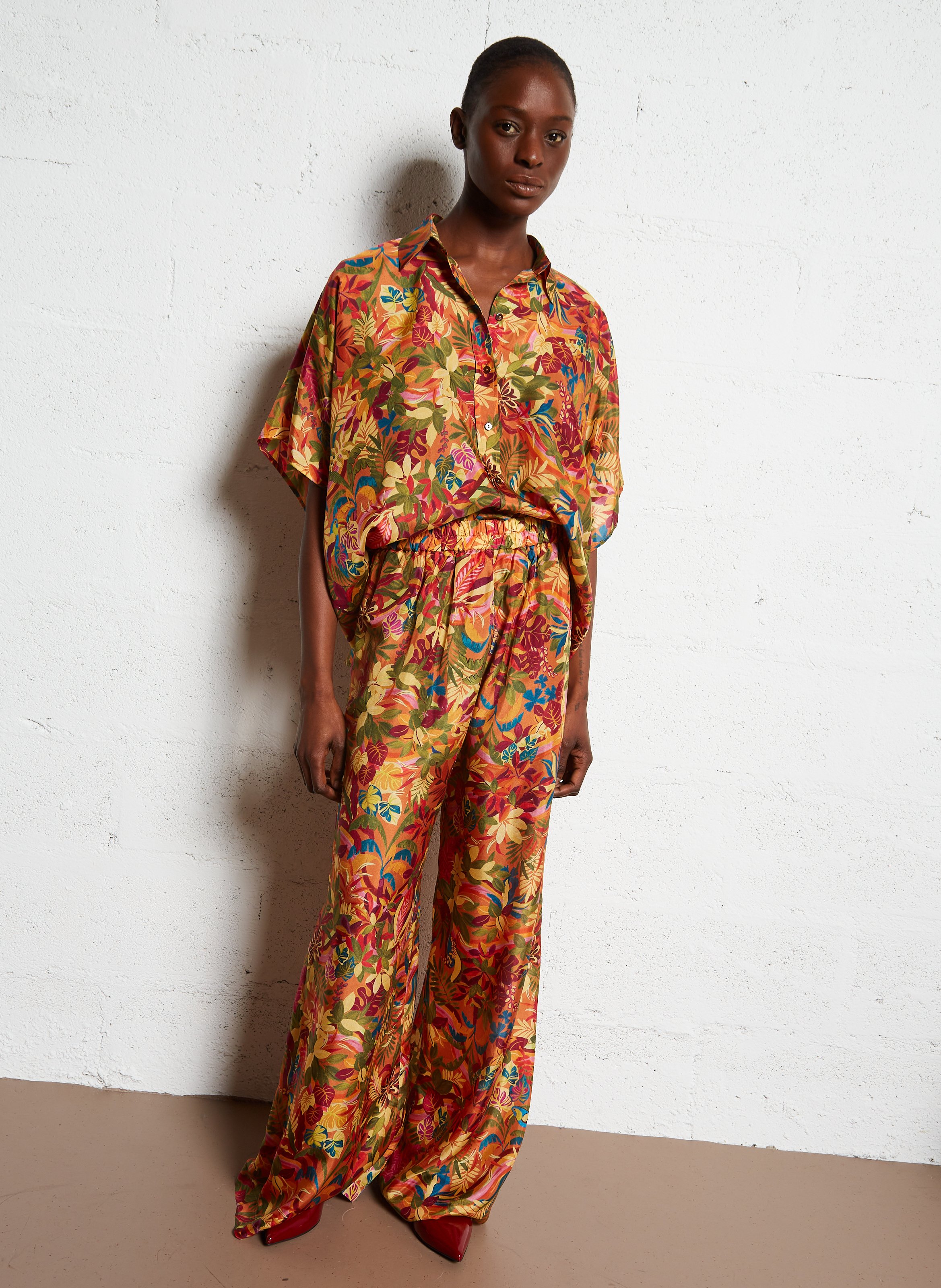 Chemise ample imprimée en soie  MOMONI Multicolore