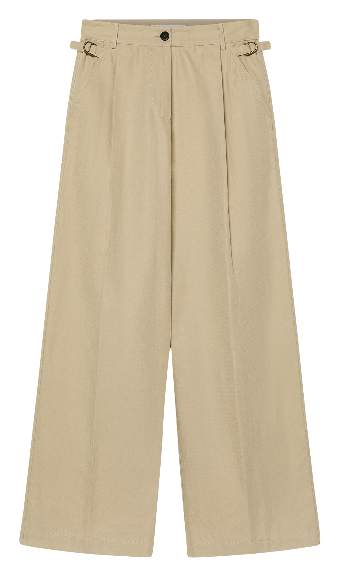 Pantalon large en coton et lin POMANDERE Beige