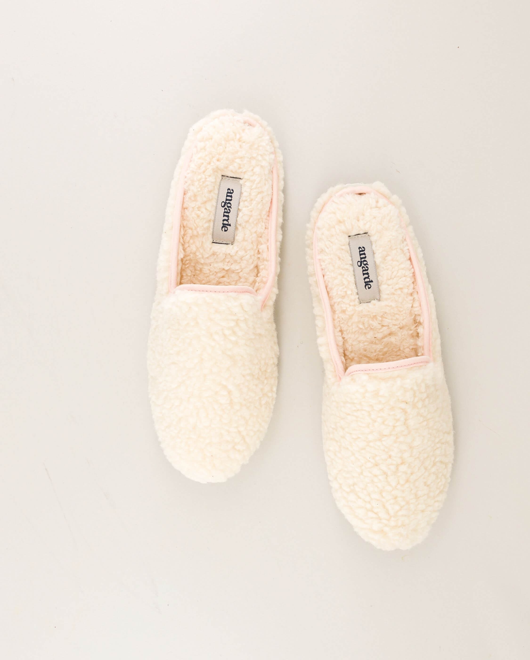 Women's wool bouclé mule, white pink ANGARDE White