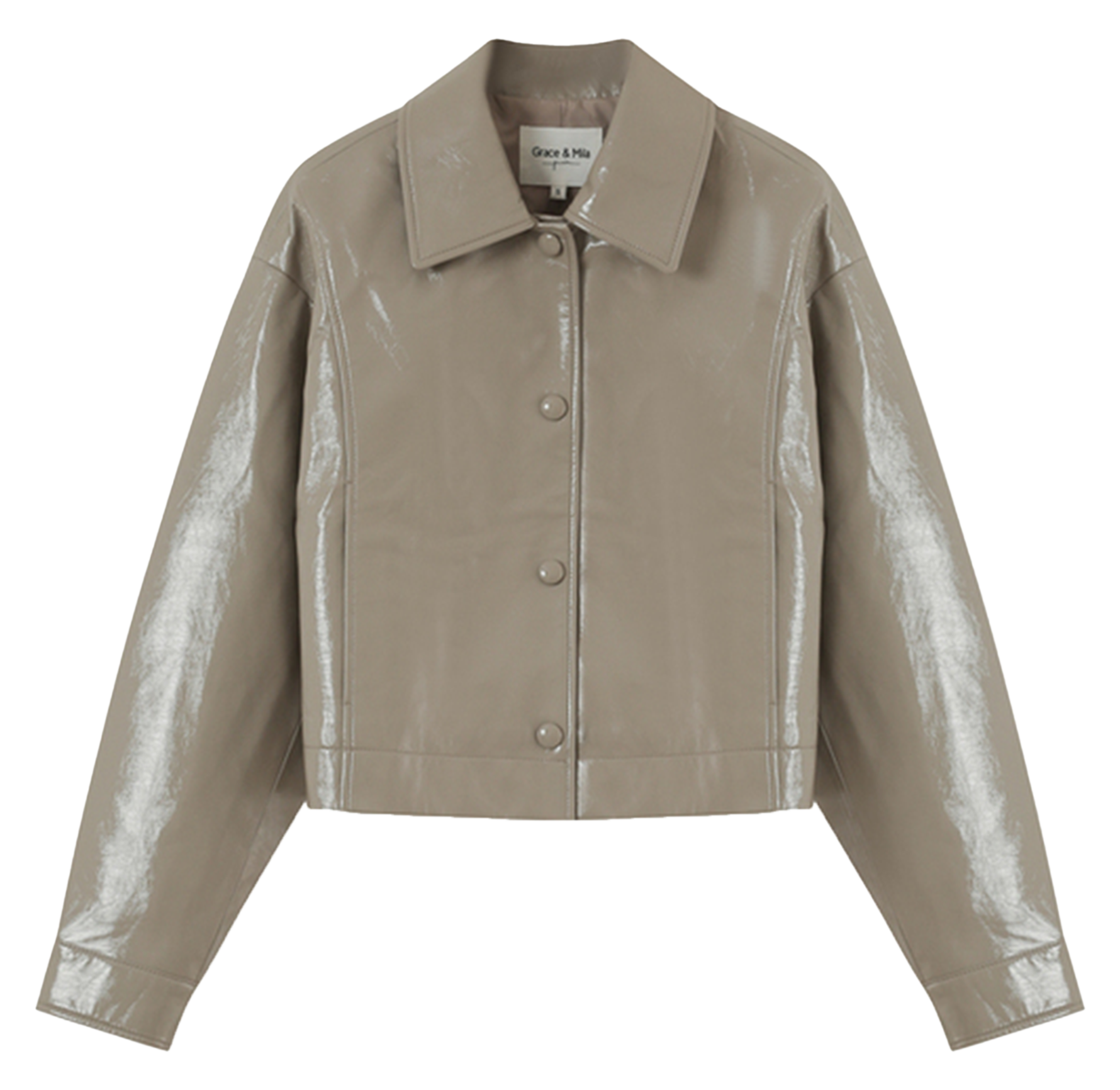 Veste droite en vinyle Beige