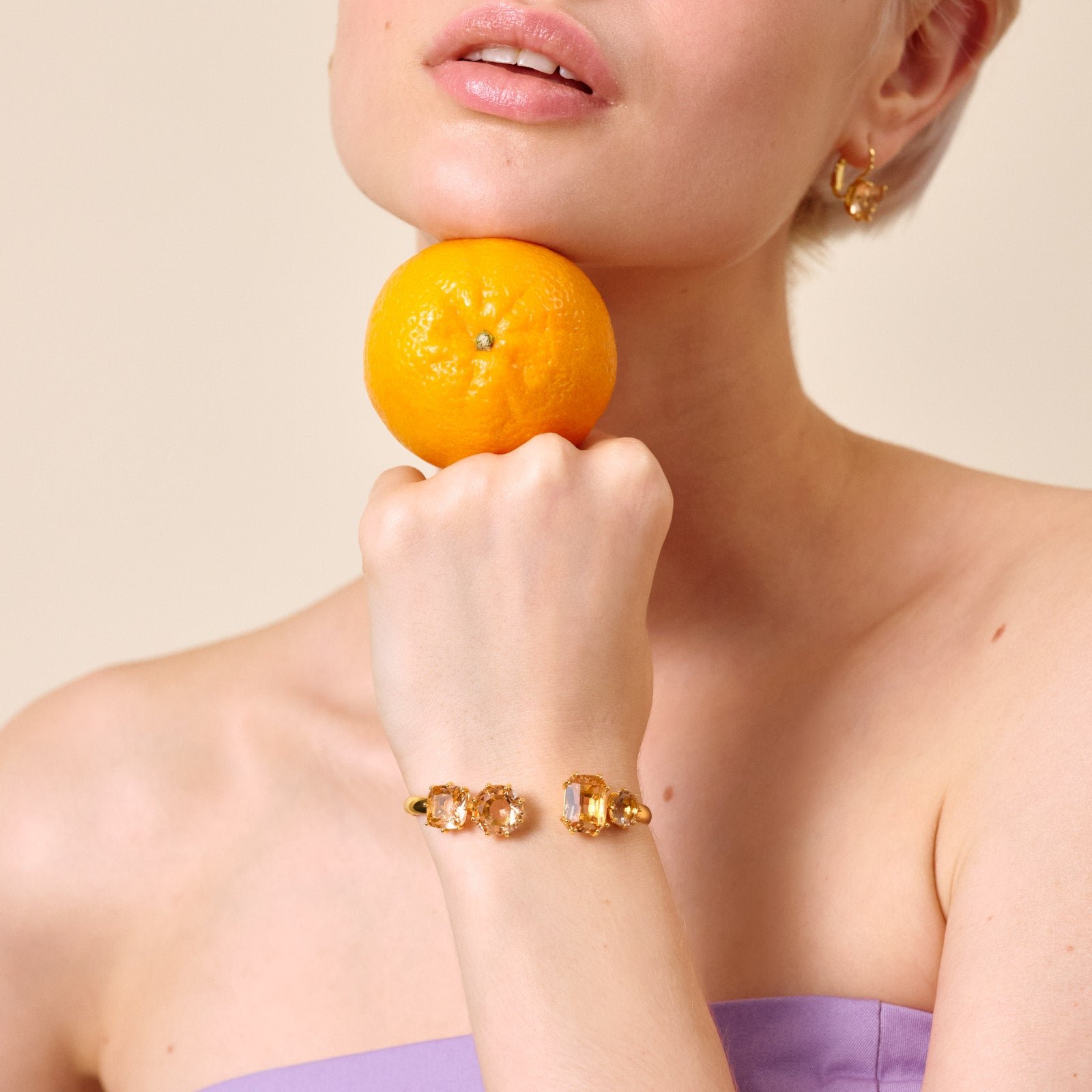 La Diamantine apricot 4-stone bangle LES NEREIDES Pink