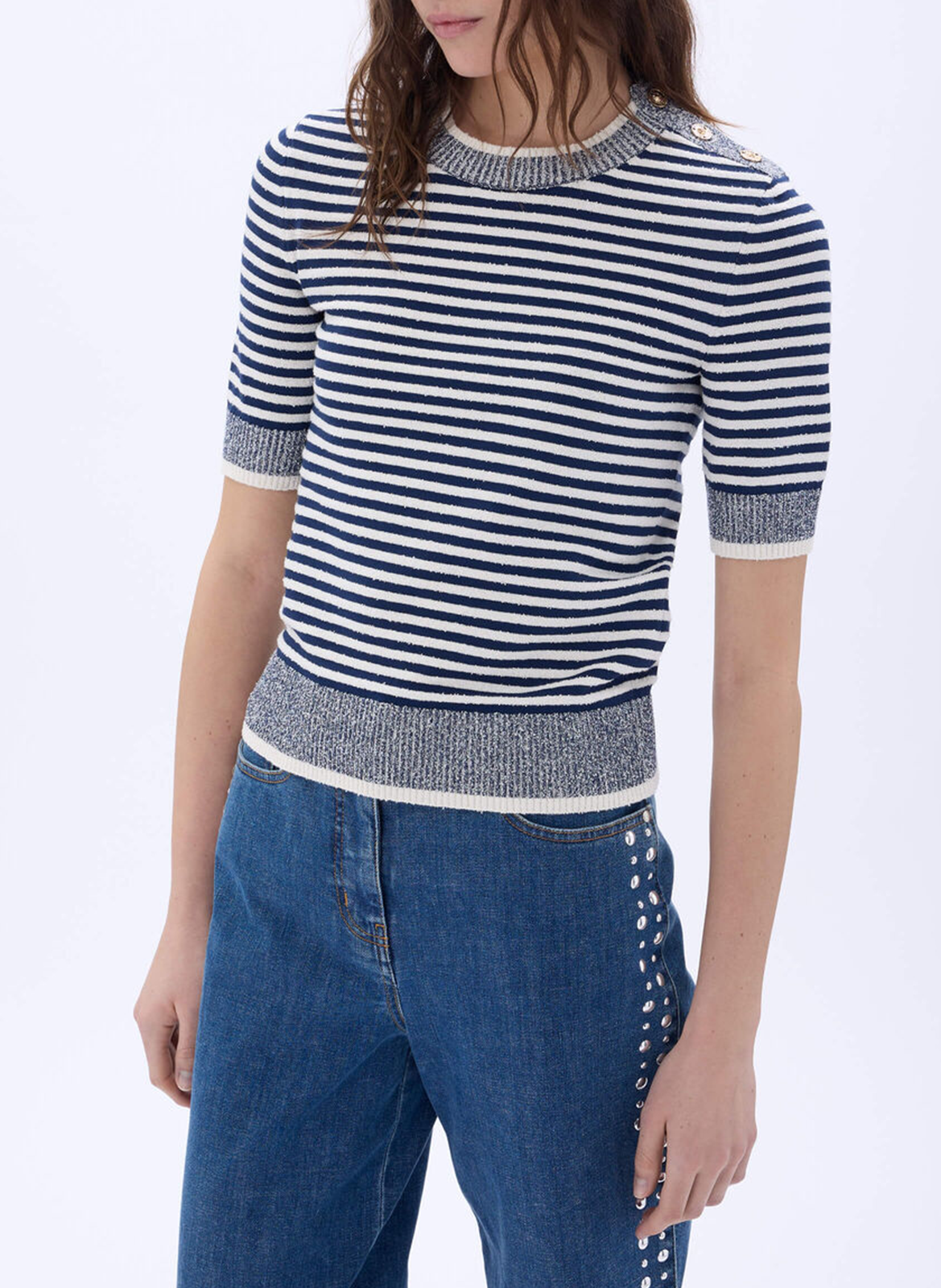 Pull droit rayé Multicolore