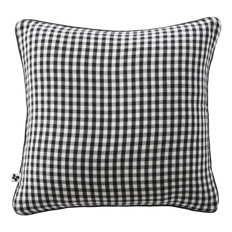 Coussin déco déhoussable 100% coton L'EFFET PAPILLON Noir