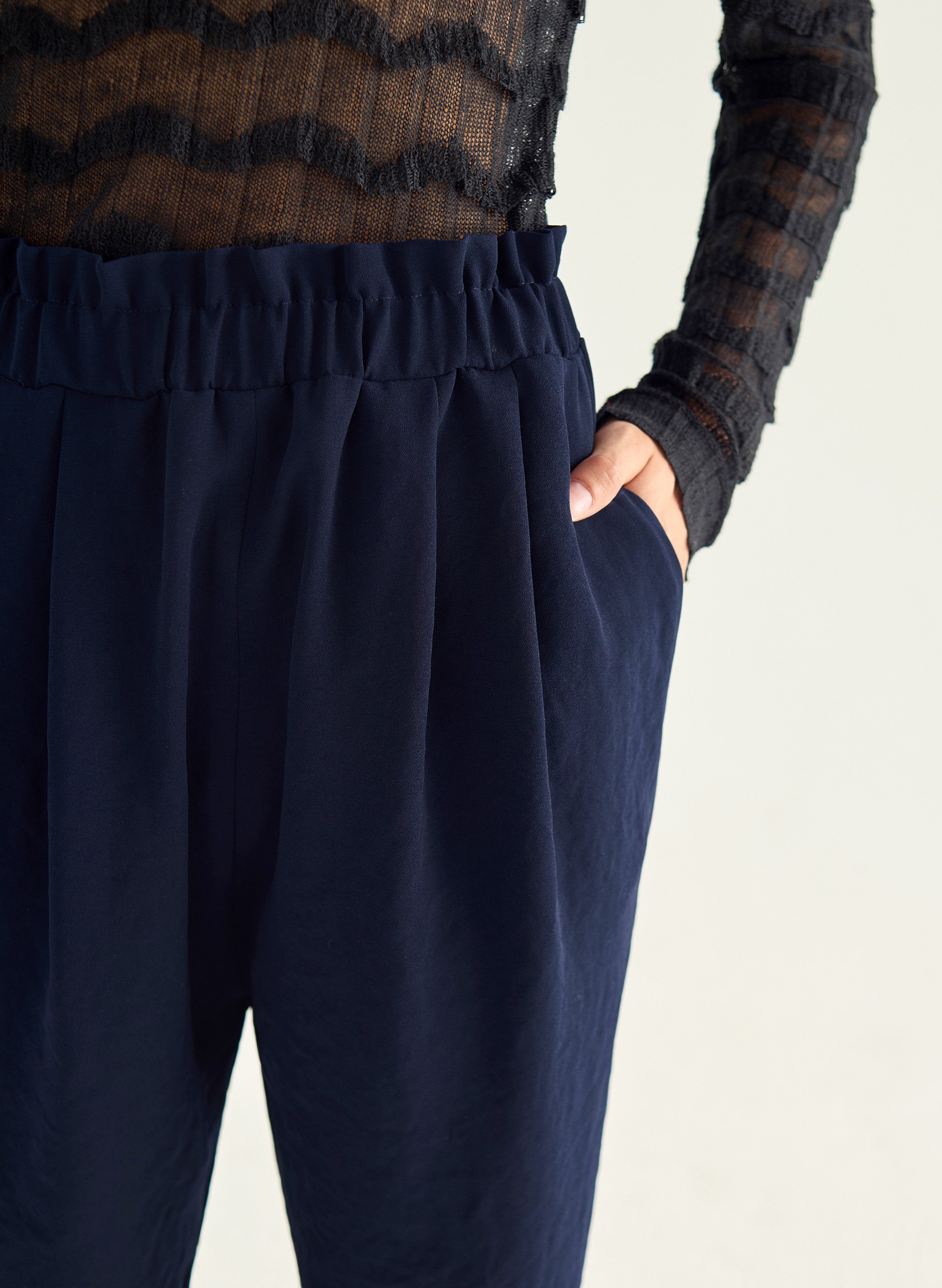 Pantalon sarouel uni élastiqué COTELAC Bleu