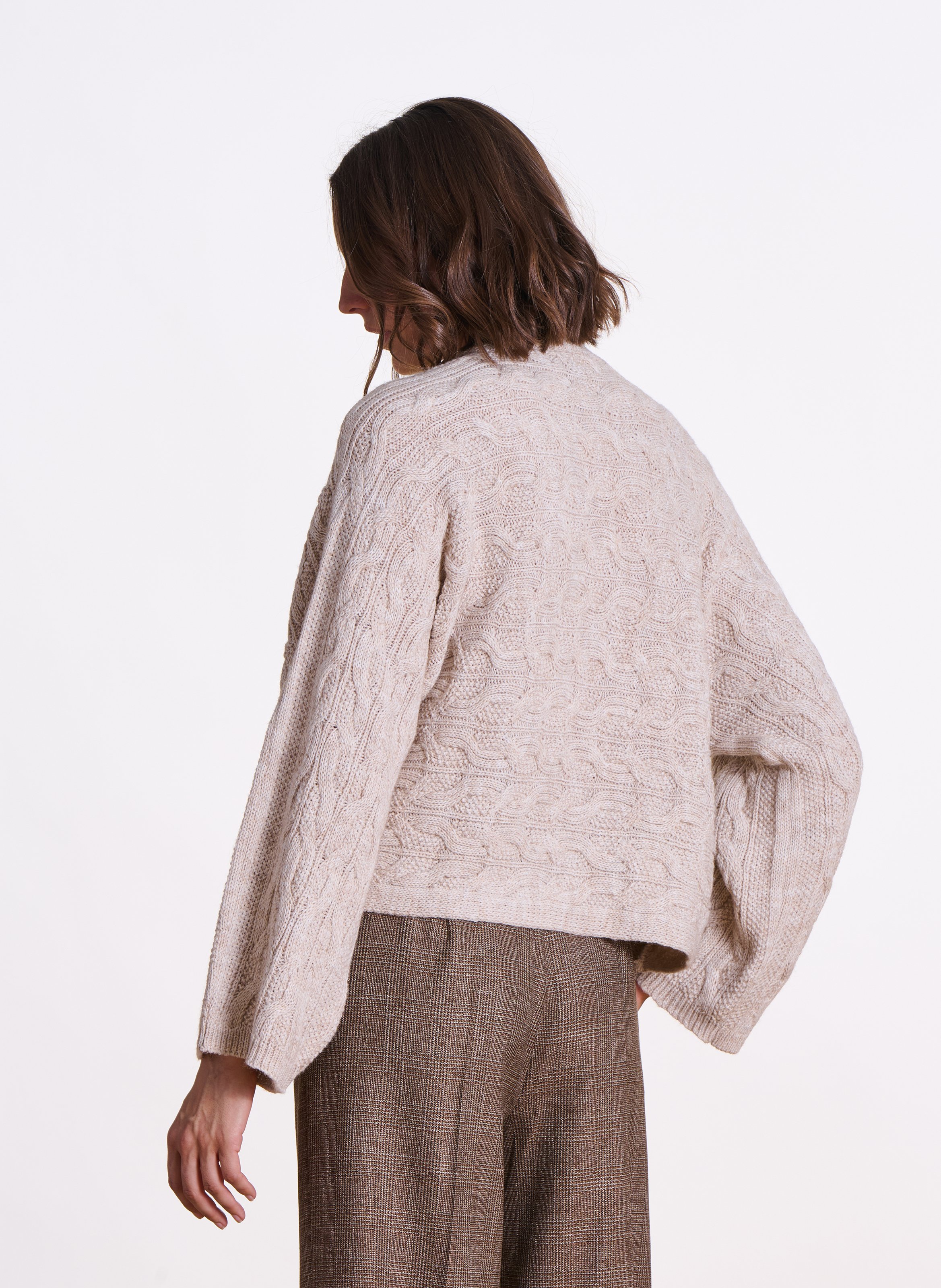 Long wool-blend knit cardigan LA FEE MARABOUTEE Beige