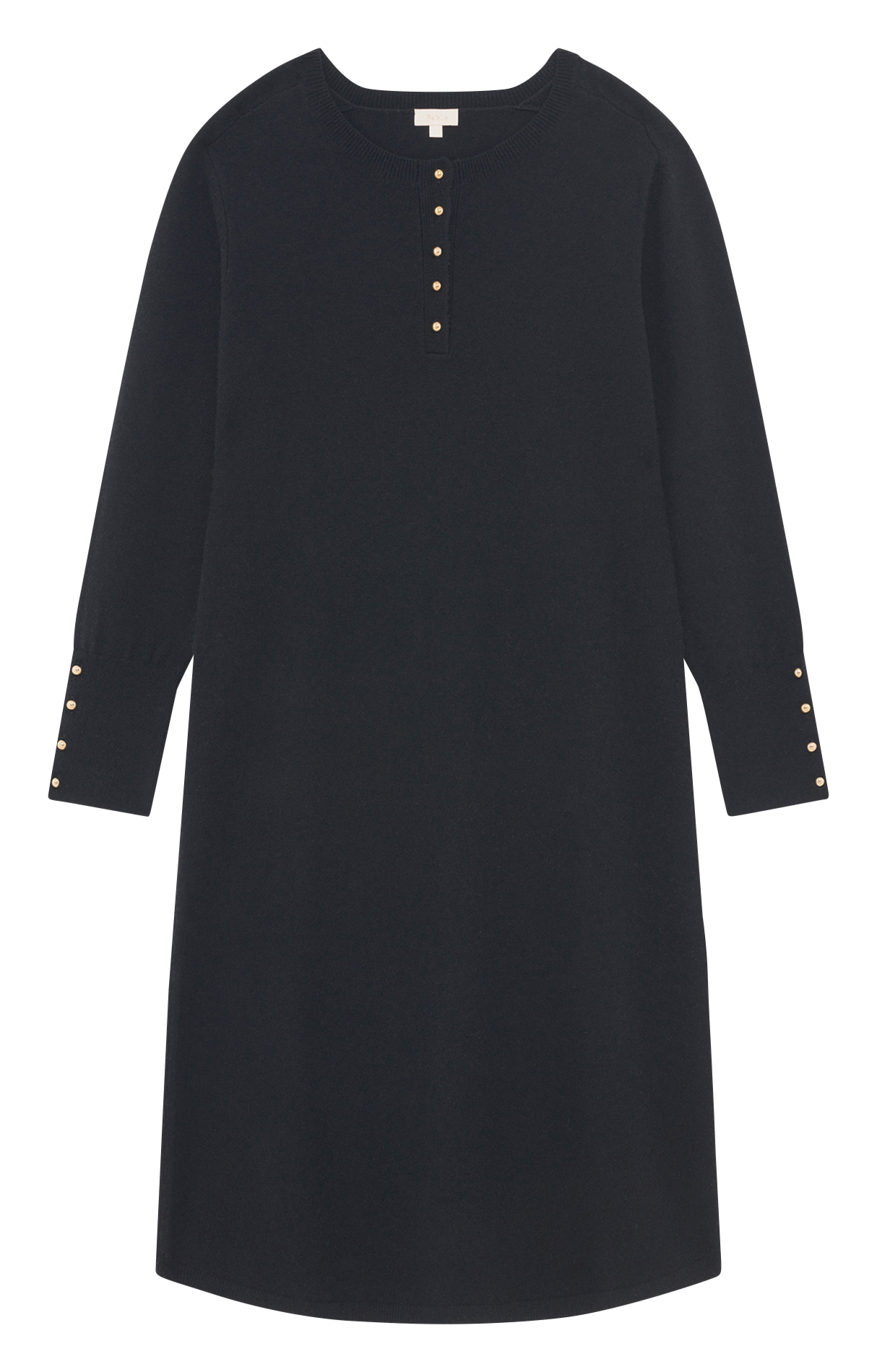 Round-neck wool-blend midi dress PABLO Black